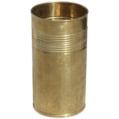 Vintage Umbrella Stand Brass Round Design Italian 1970s