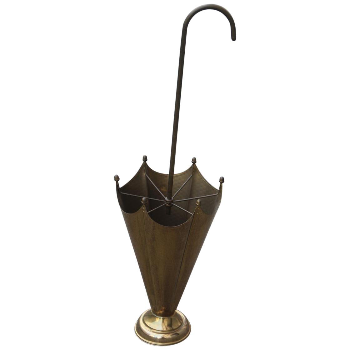 Umbrella Stand Brass Sculpture Gold Midcentury Design Made in Italy at