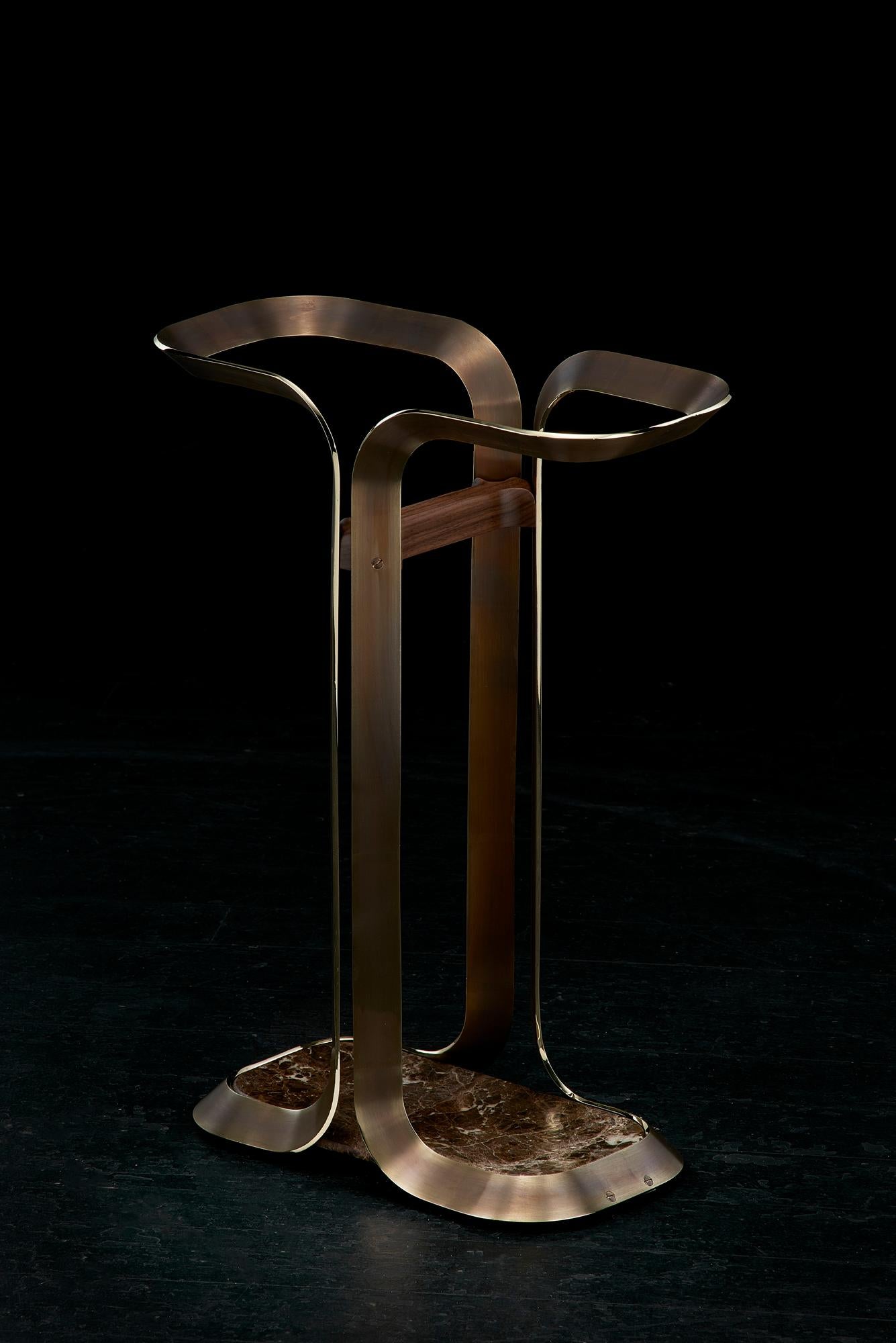 Umbrella Stand by Honorific in Solid Brass and Emperador Dark Marble For Sale 4