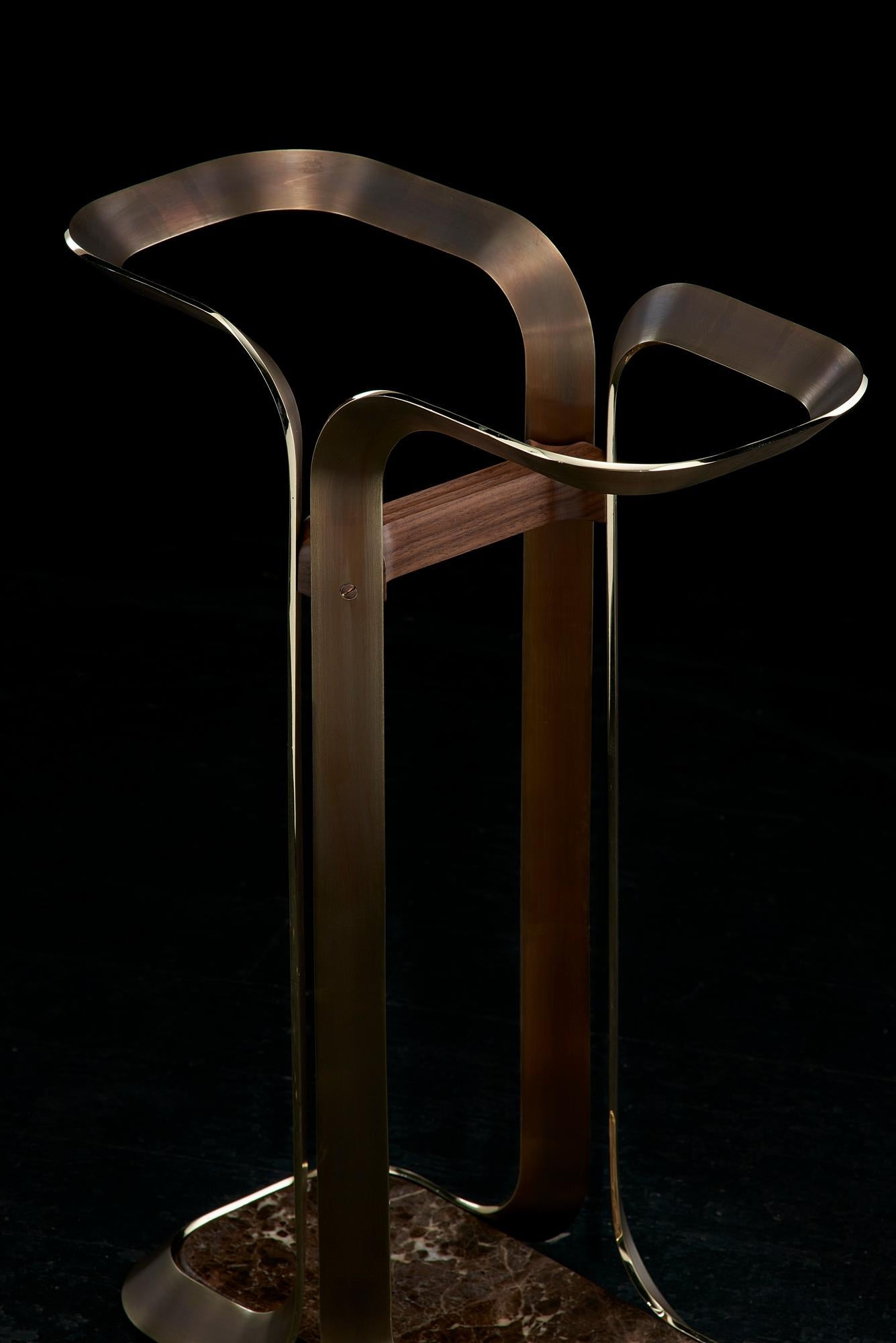 Umbrella Stand by Honorific in Solid Brass and Emperador Dark Marble For Sale 5