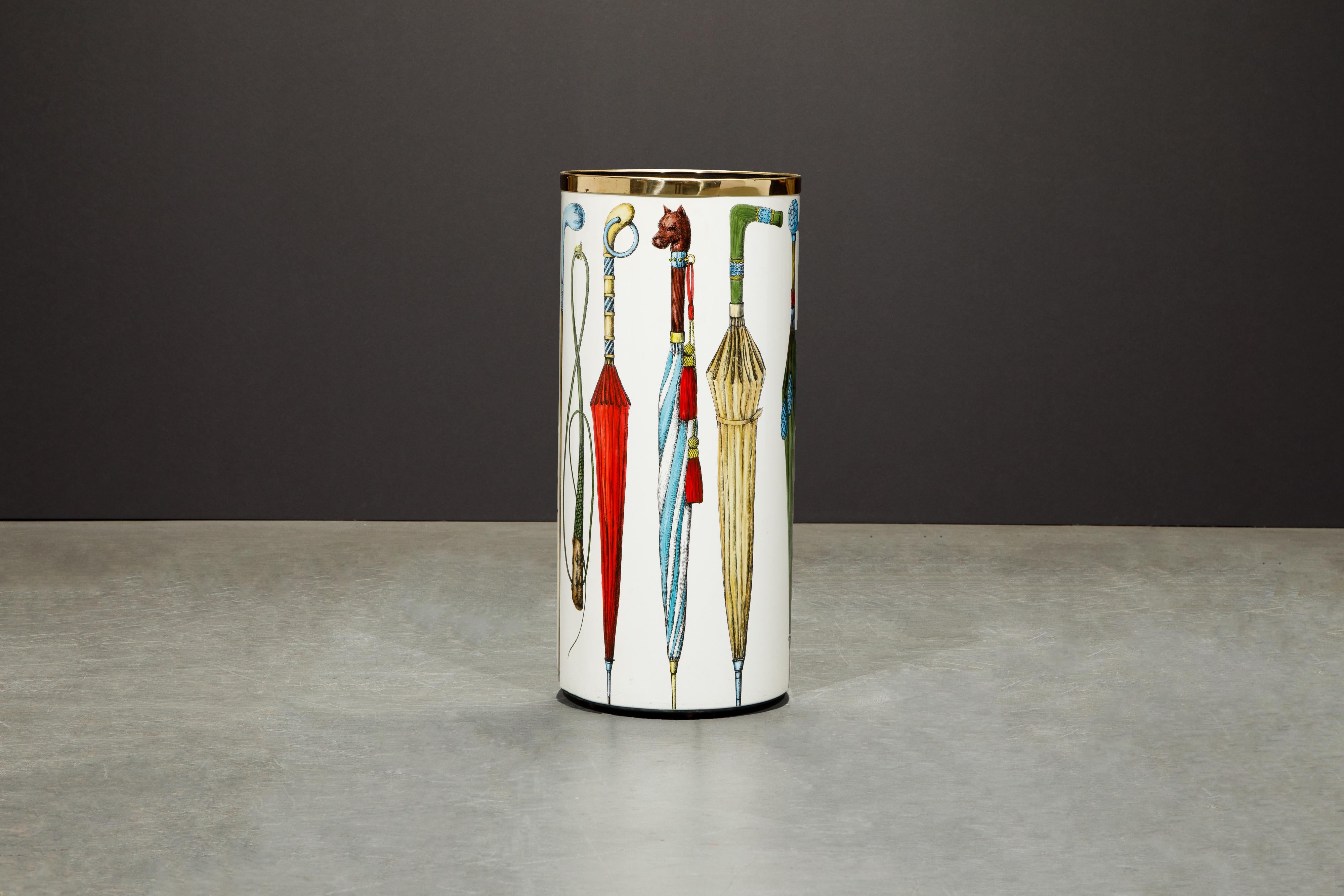 Mid-Century Modern Umbrella Stand by Piero Fornasetti, Italy, Signed 