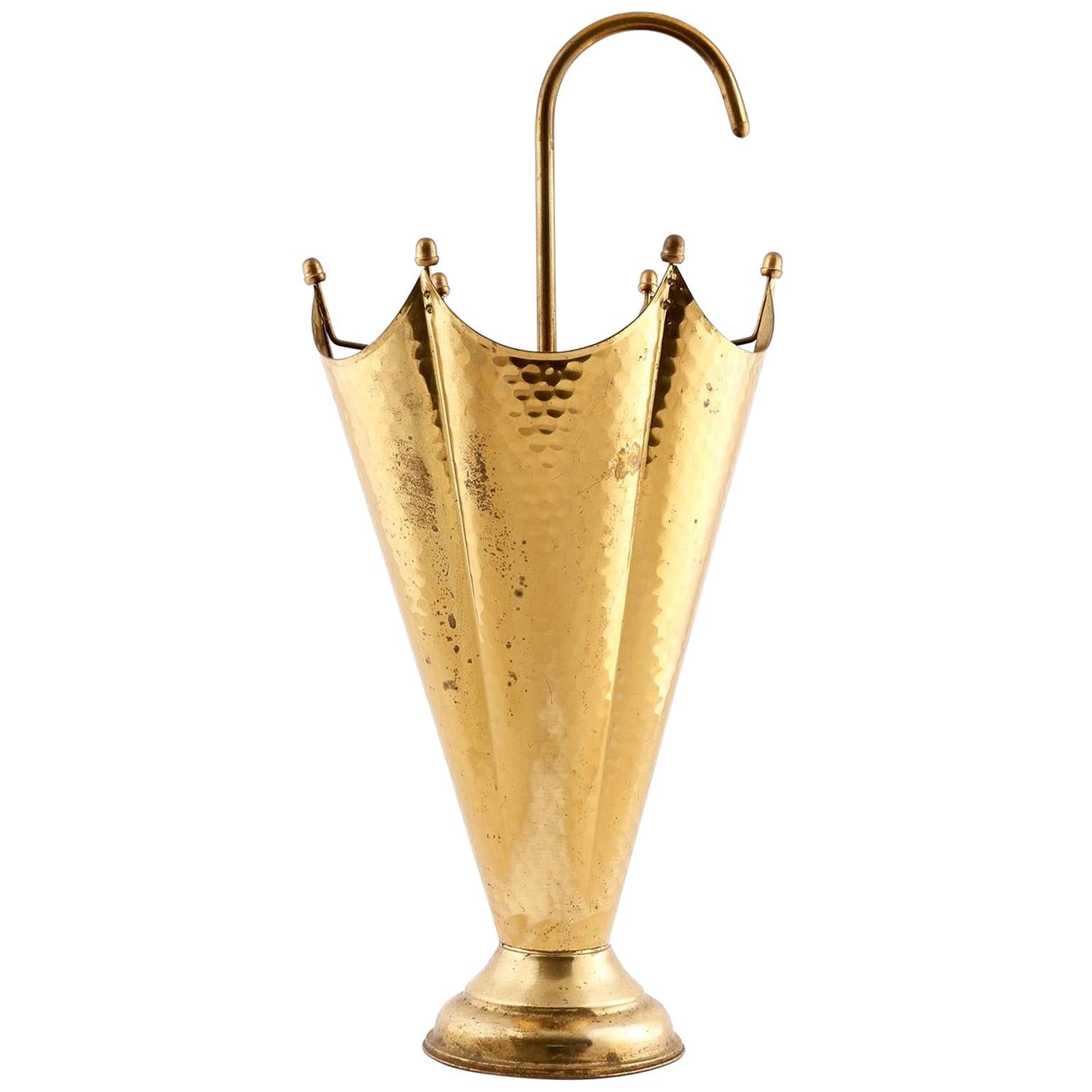 Hand Hammered Copper and Brass Umbrella Stand, Italy For Sale at 1stDibs