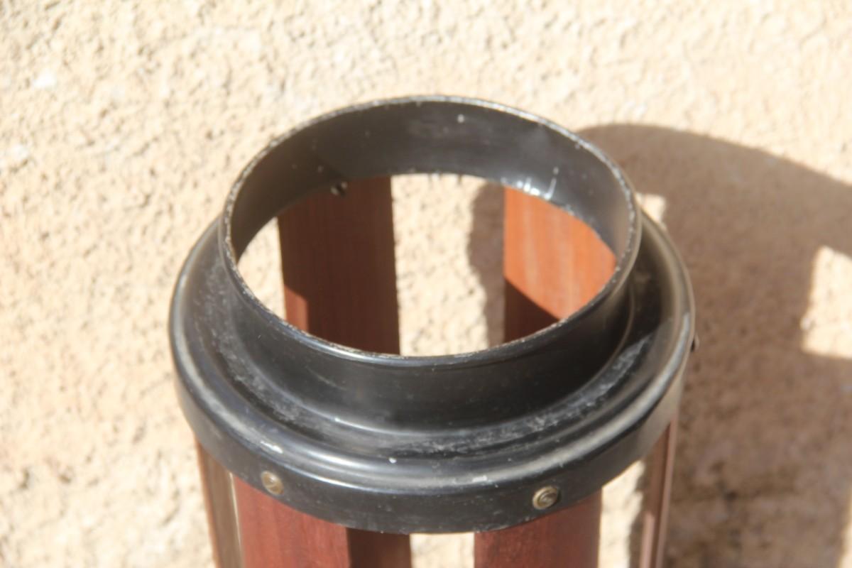 Umbrella Stand in Colored Aluminum Bands Mahogany Wood Black Mid-Century Modern In Good Condition For Sale In Palermo, Sicily