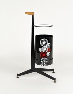 Umbrella Stand in Enamel Iron and Leather by Siva Di Poggibonsi, Italy, 1960s