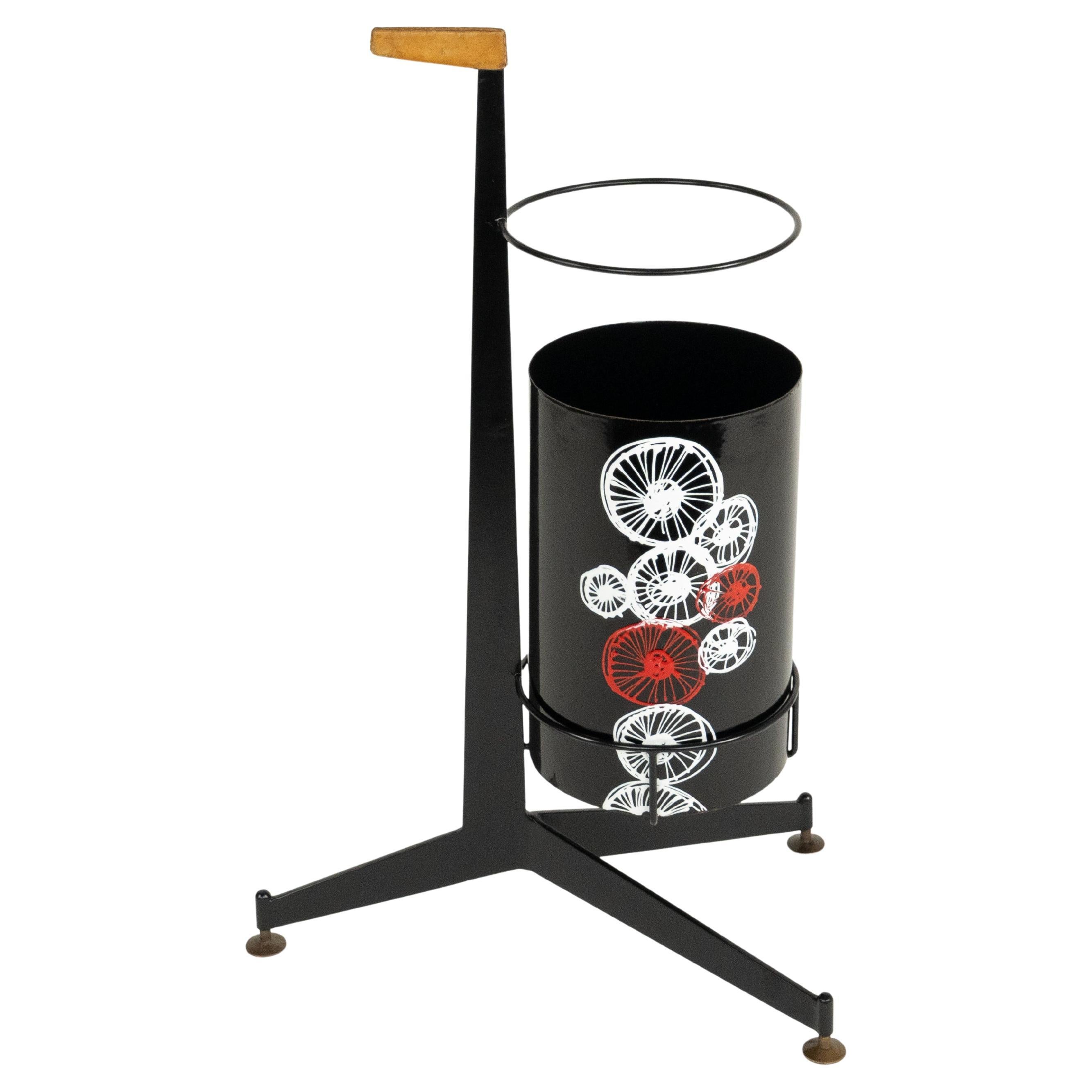 Umbrella Stand in Enamel Iron and Leather by Siva Di Poggibonsi, Italy, 1960s