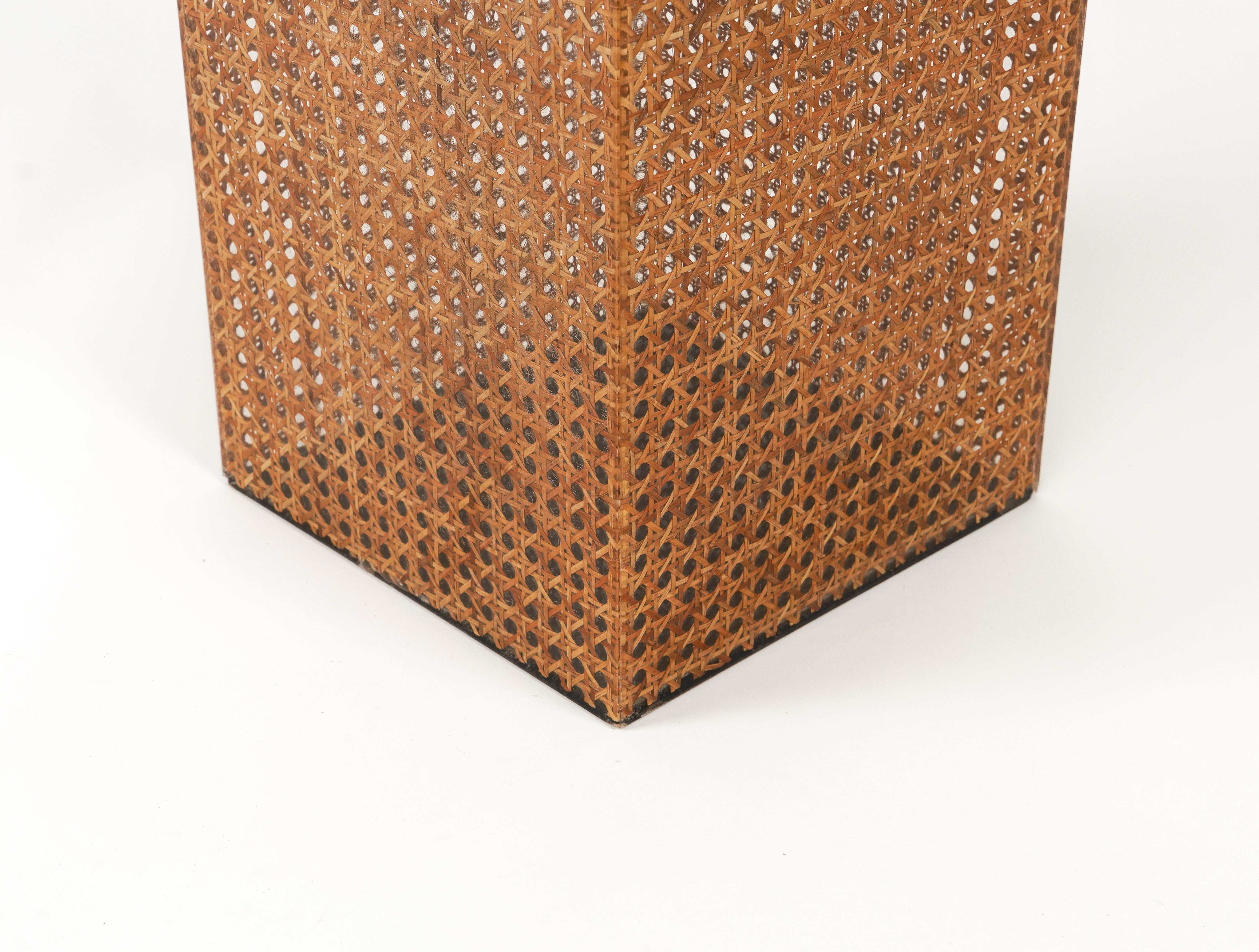 Umbrella Stand in Lucite, Rattan and Brass Christian Dior Style, Italy 1970s For Sale 6