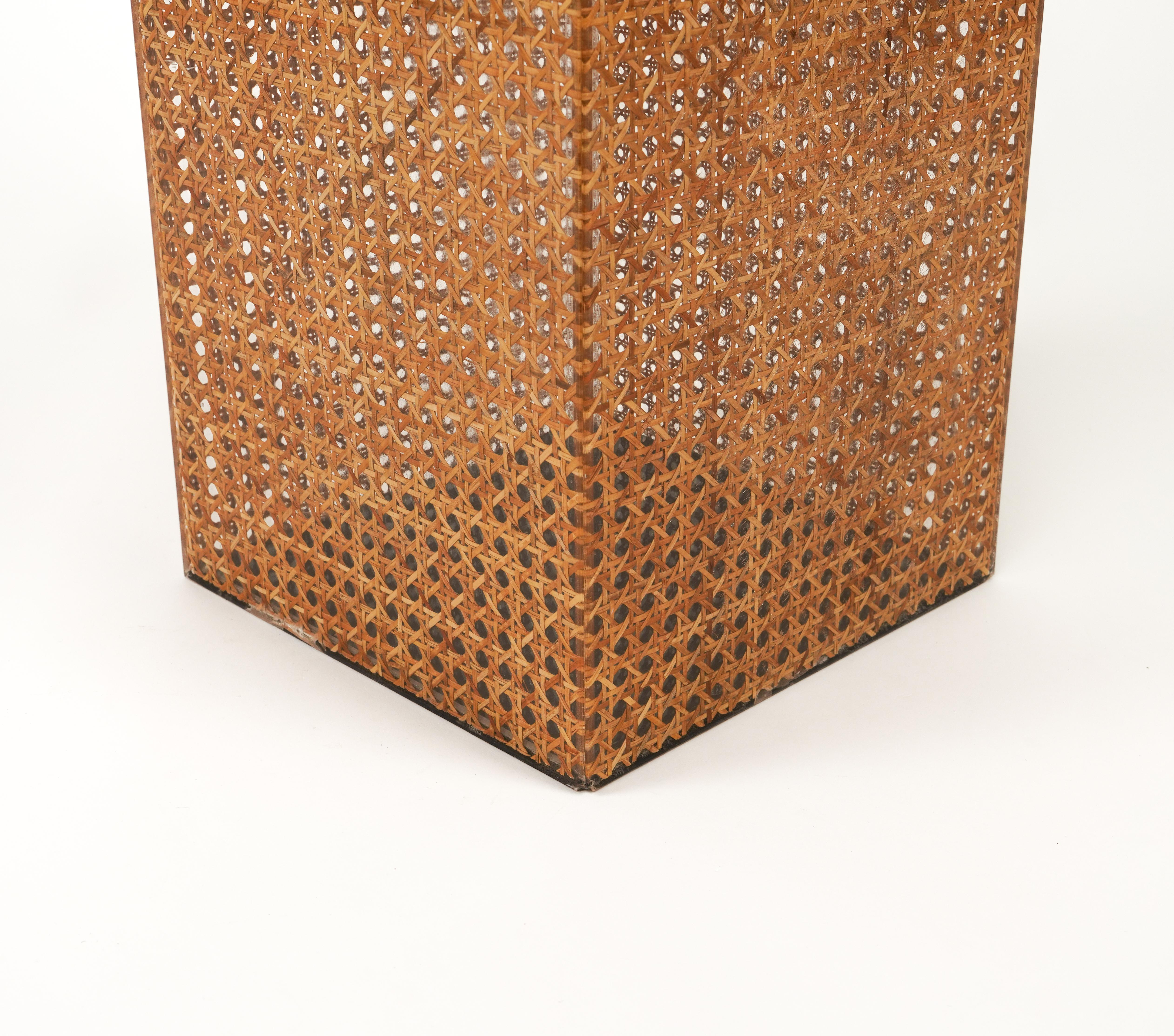 Umbrella Stand in Lucite, Rattan and Brass Christian Dior Style, Italy 1970s For Sale 7