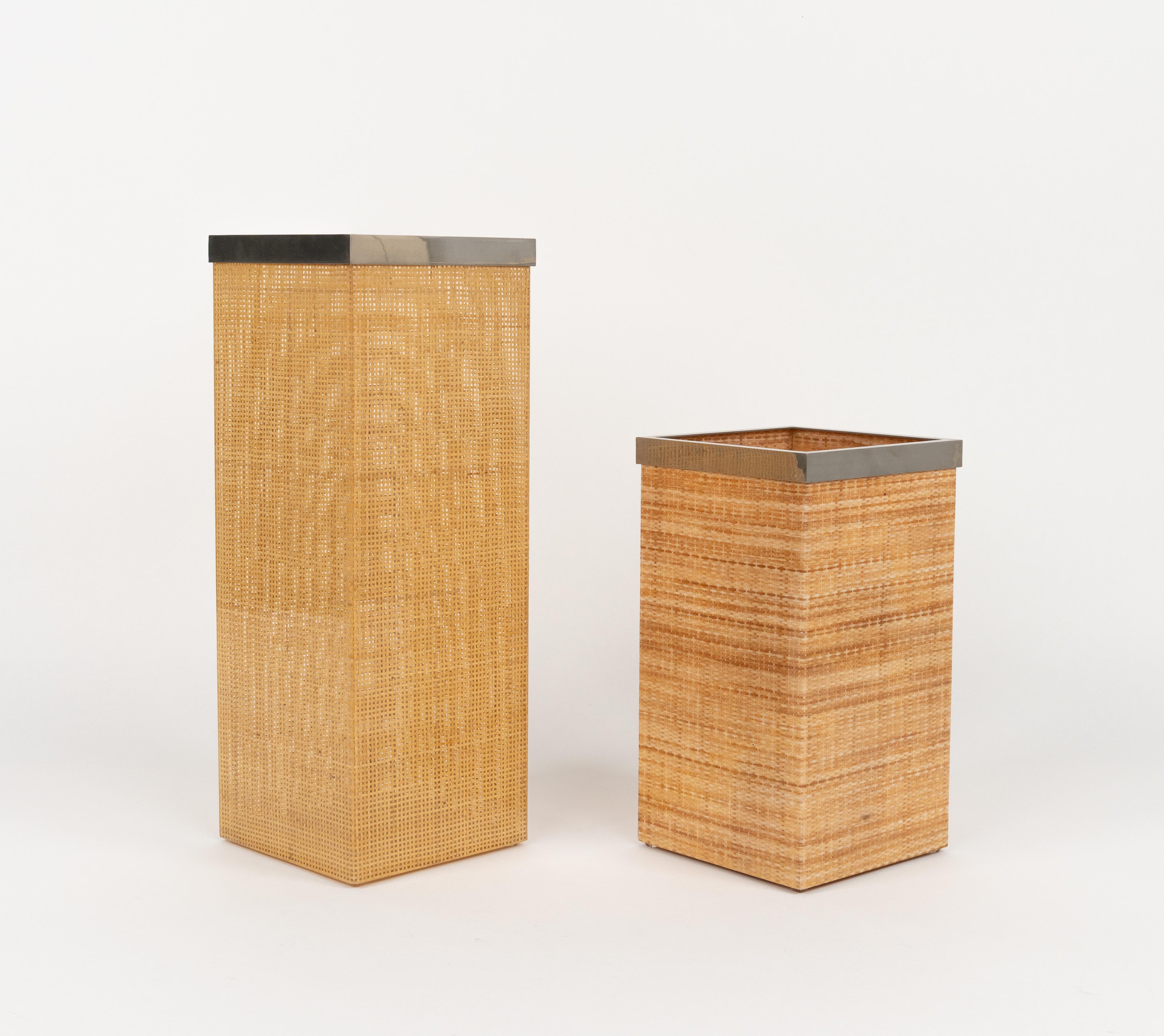 Umbrella Stand in Lucite, Wicker and Chrome Christian Dior Style, Italy 1970s 5