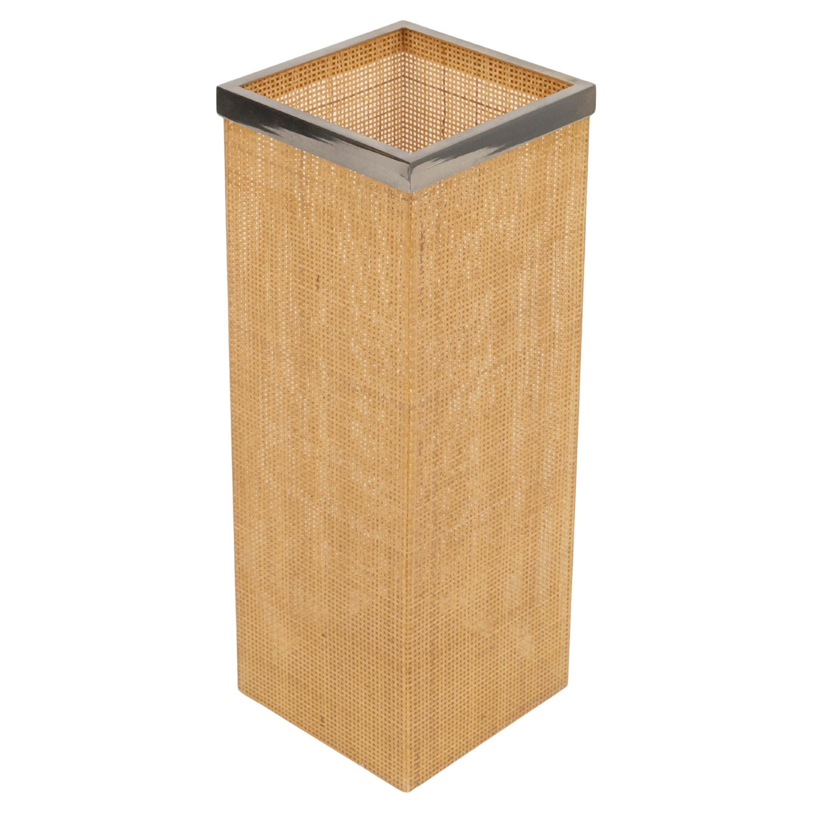 Umbrella Stand in Lucite, Wicker and Chrome Christian Dior Style, Italy 1970s 6