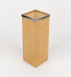 Umbrella Stand in Lucite, Wicker and Chrome Christian Dior Style, Italy 1970s