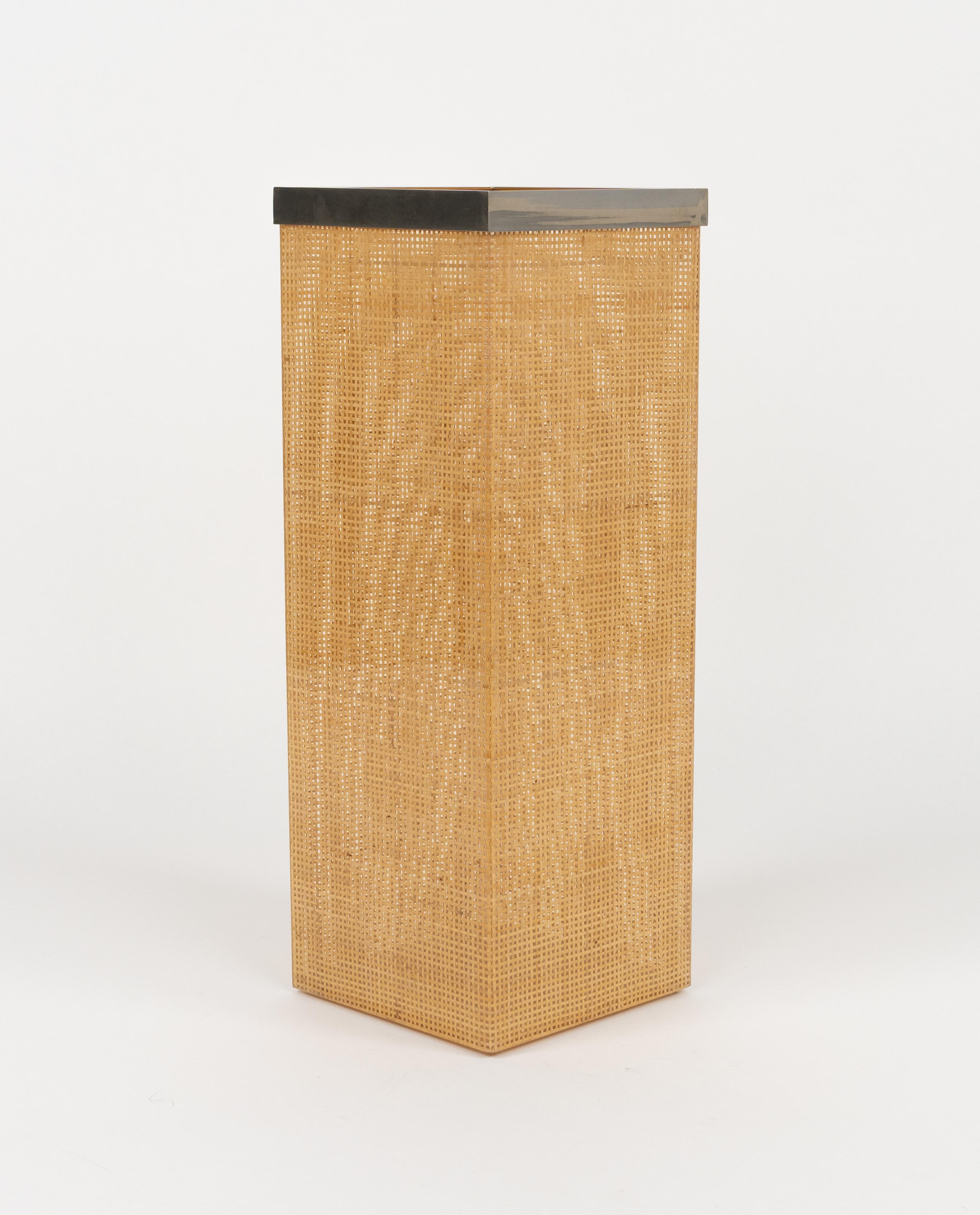 Umbrella Stand in Lucite, Wicker and Chrome Christian Dior Style, Italy 1970s In Good Condition In Rome, IT
