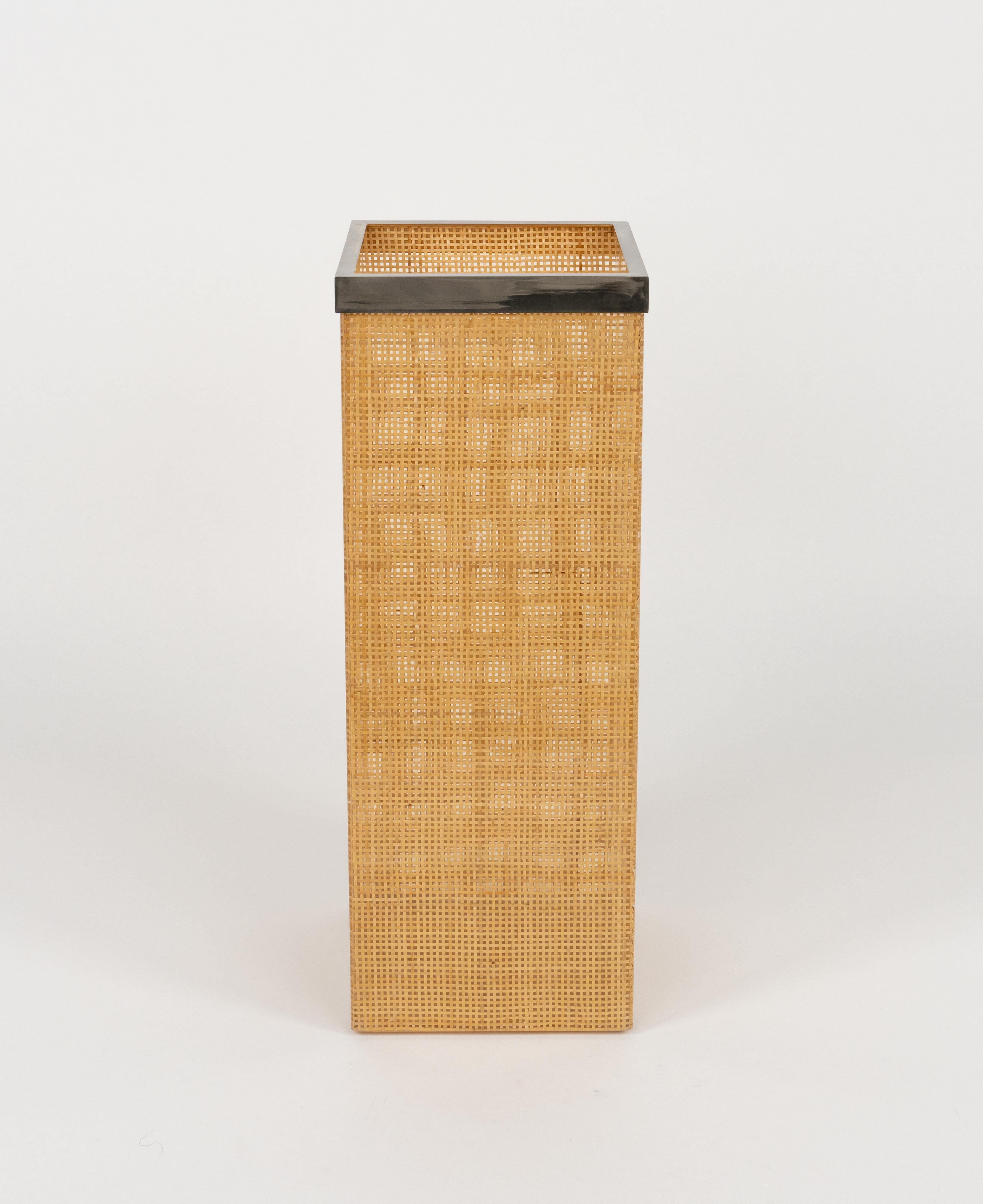 Late 20th Century Umbrella Stand in Lucite, Wicker and Chrome Christian Dior Style, Italy 1970s