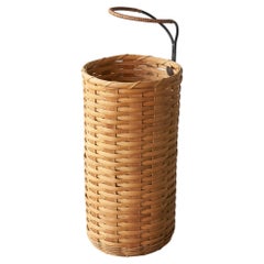 Umbrella Stand in Rattan und Schmiedeeisen 1960er Jahre