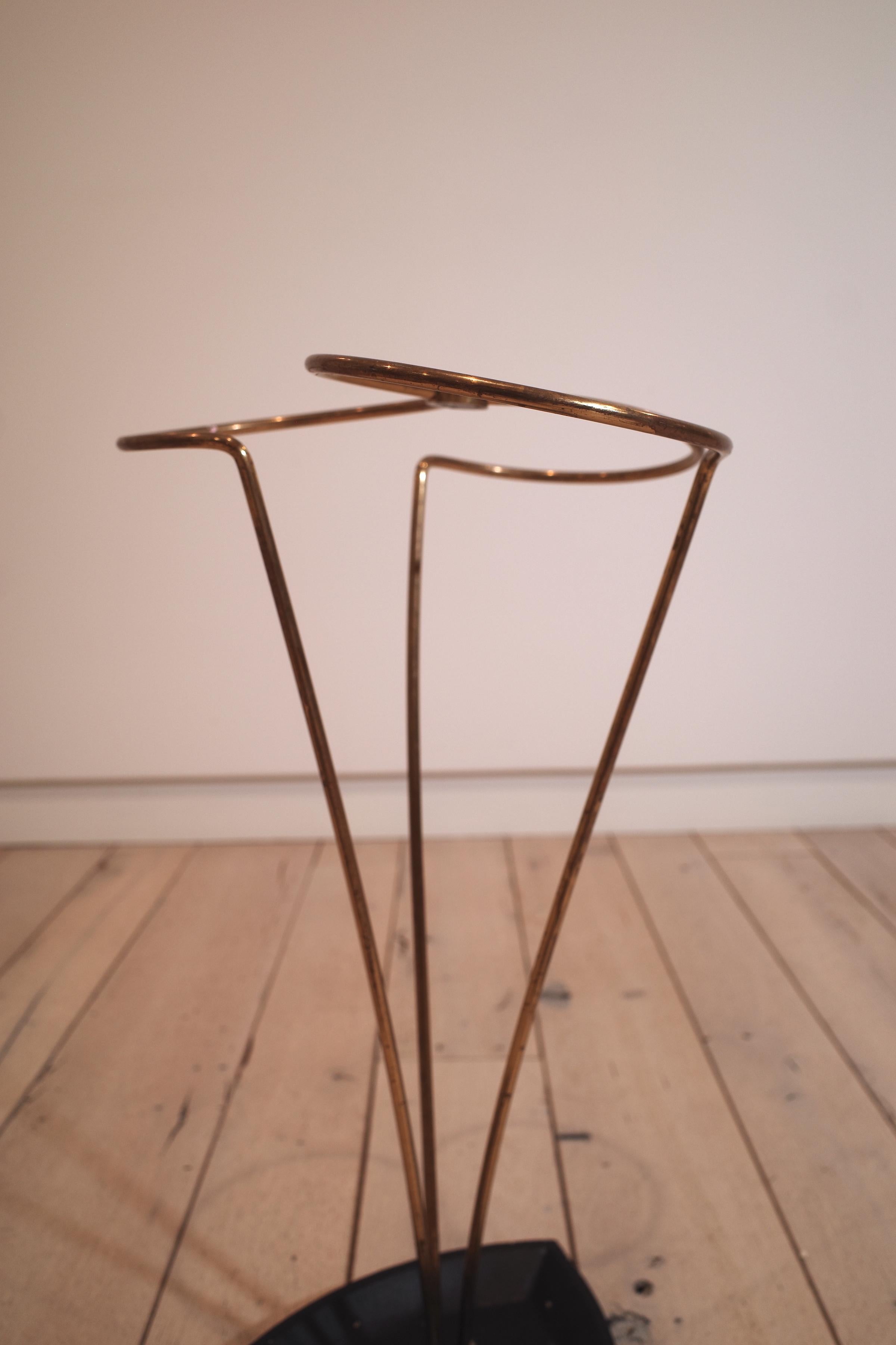 Brass Umbrella Stand in style of Carl Aubock For Sale