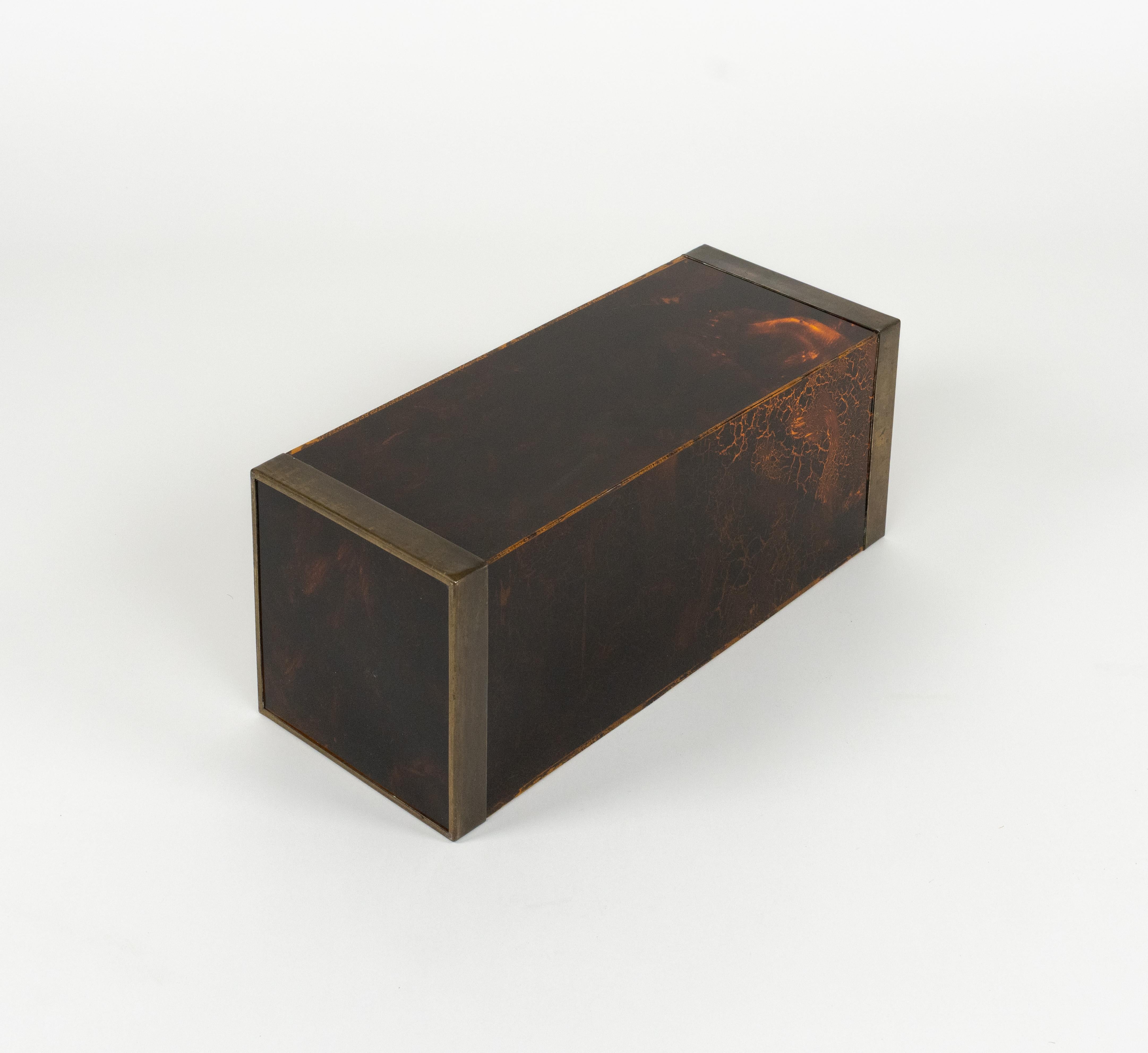 Umbrella Stand in Schildpatt Lucite & Messing Christian Dior Style, Italien 1970er im Angebot 3