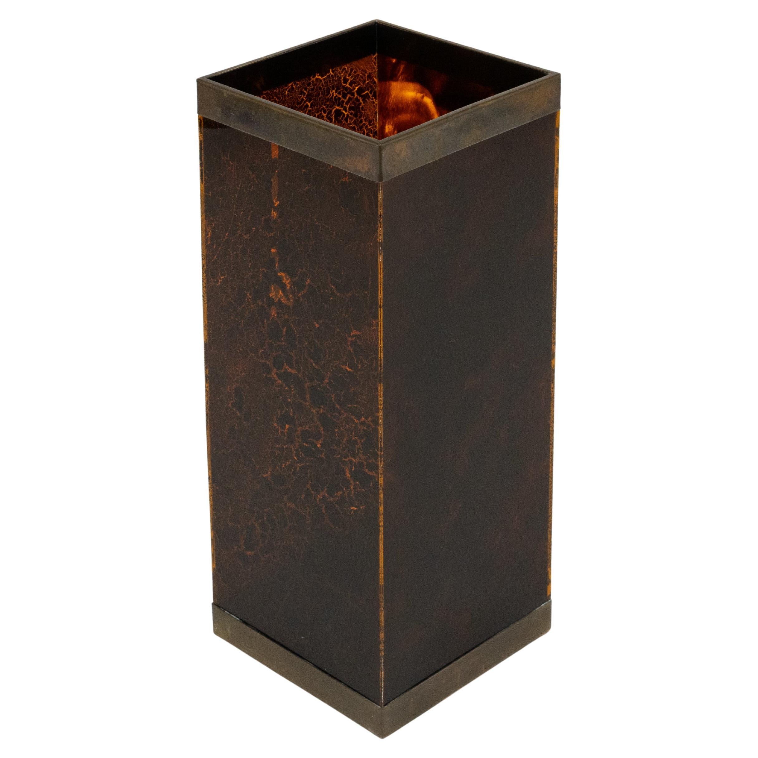 Umbrella Stand in Tortoiseshell Lucite 
Brass Christian Dior Style, Italy 1970s