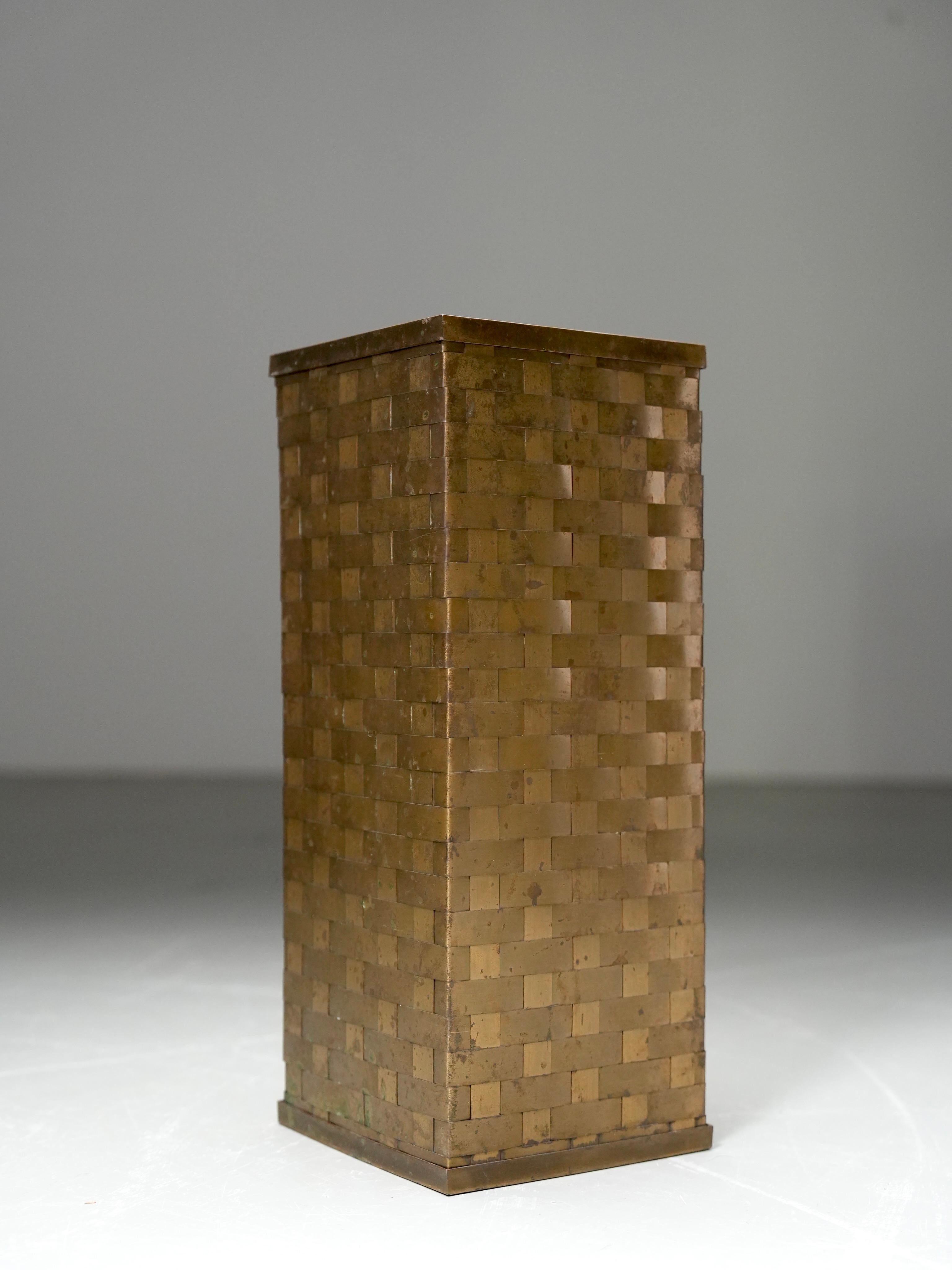 Porte-parapluies en laiton tressé, Italie, années 1950 Bon état - En vente à Uithoorn, NL