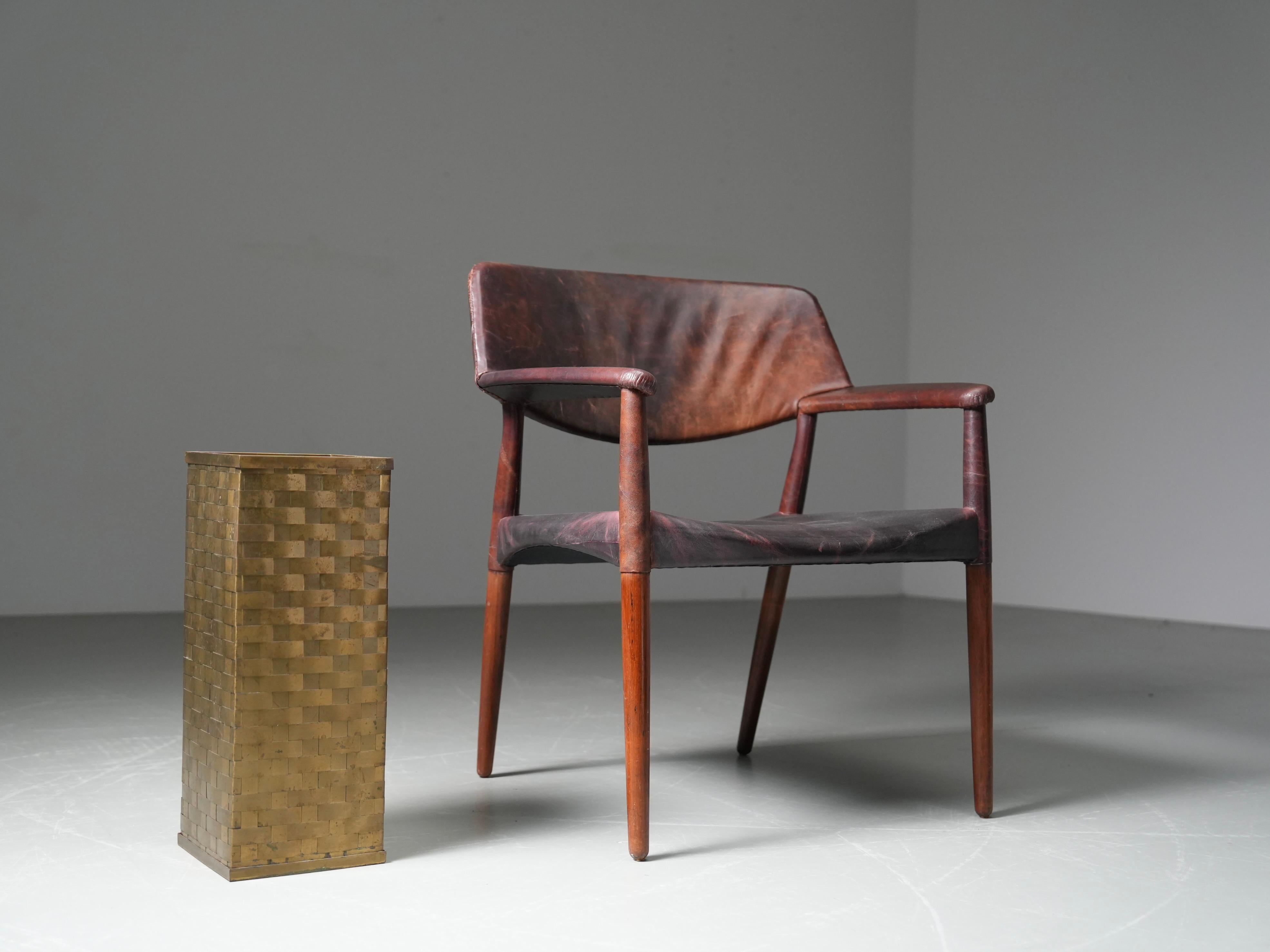 Porte-parapluies en laiton tressé, Italie, années 1950 en vente 2