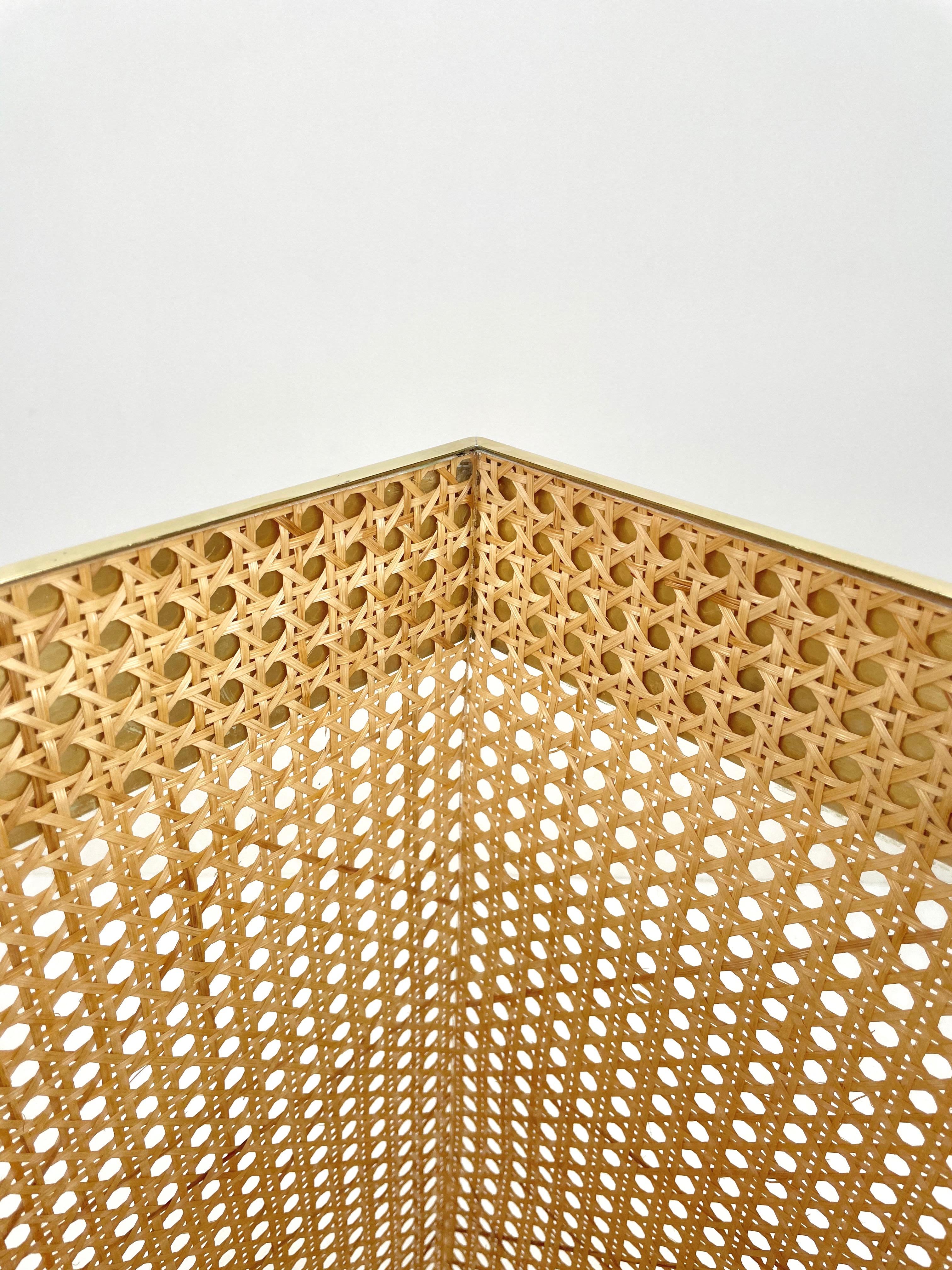 Umbrella Stand Lucite, Rattan and Brass by Christian Dior Home, France, 1970s 3