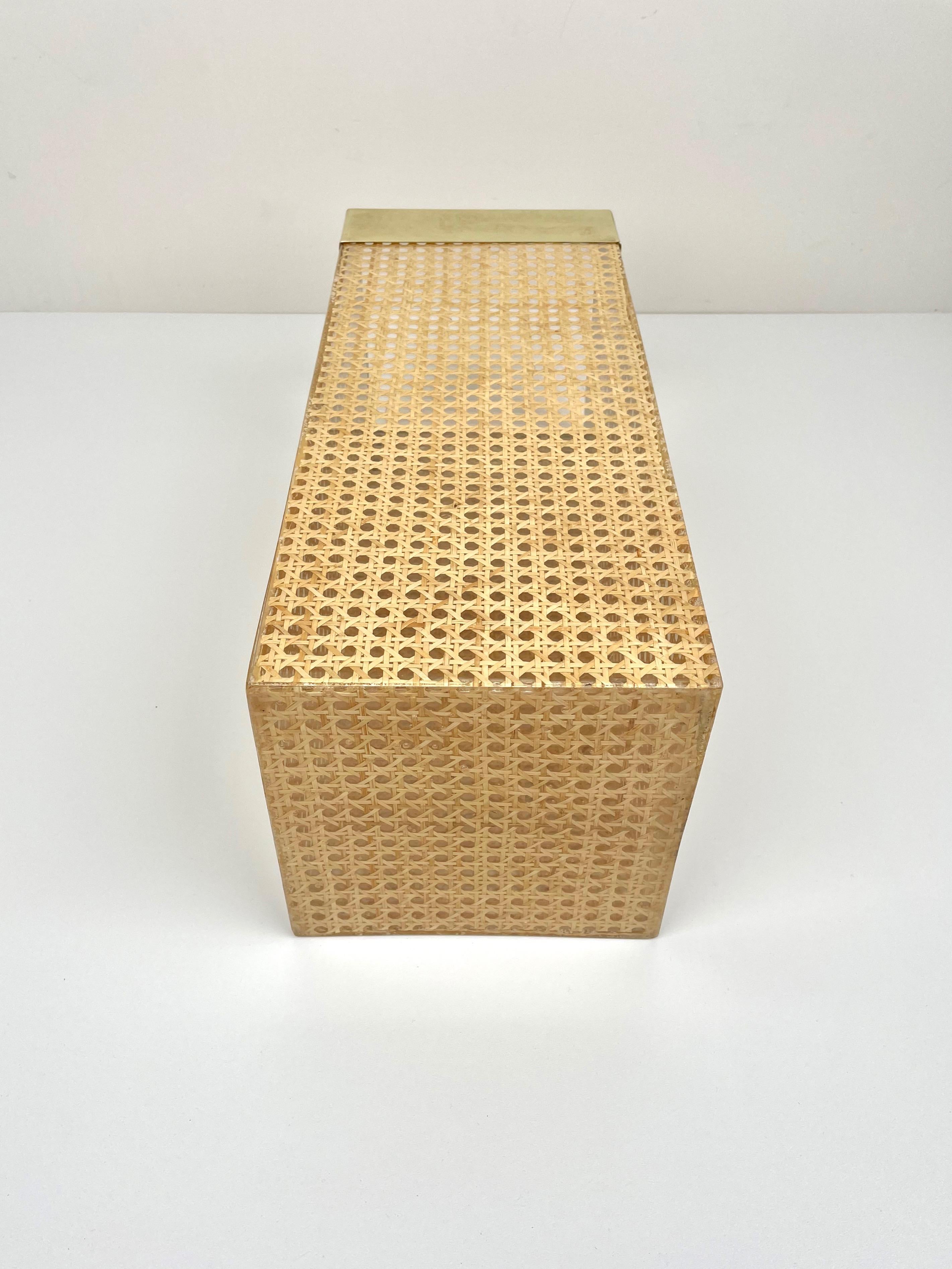 Umbrella Stand Lucite, Rattan and Brass by Christian Dior Home, France, 1970s 5
