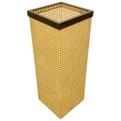 Retro Umbrella Stand Lucite, Rattan and Brass by Christian Dior Home, France, 1970s