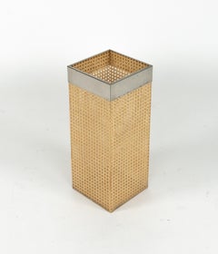 Schirmständer Lucite, Rattan und Stahl Christian Dior Home Style, Italien 1970er