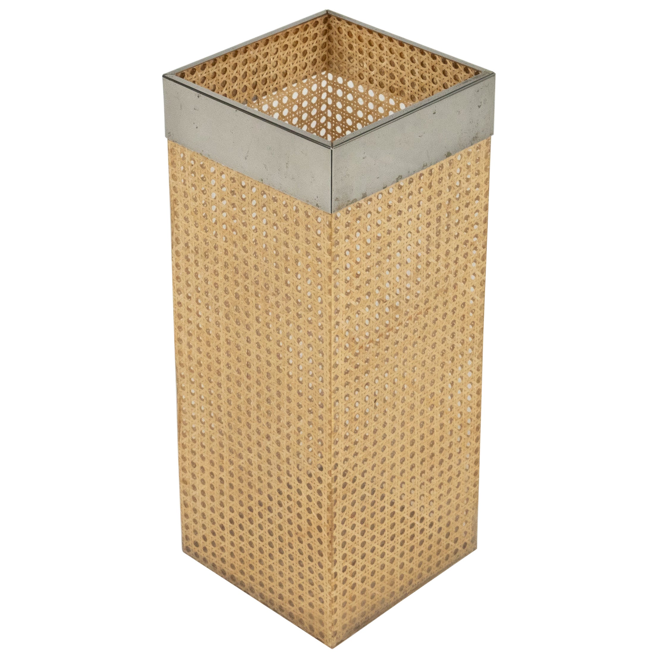 Portaombrelli in lucite, rattan e acciaio Christian Dior Home Style, Italia anni 
70