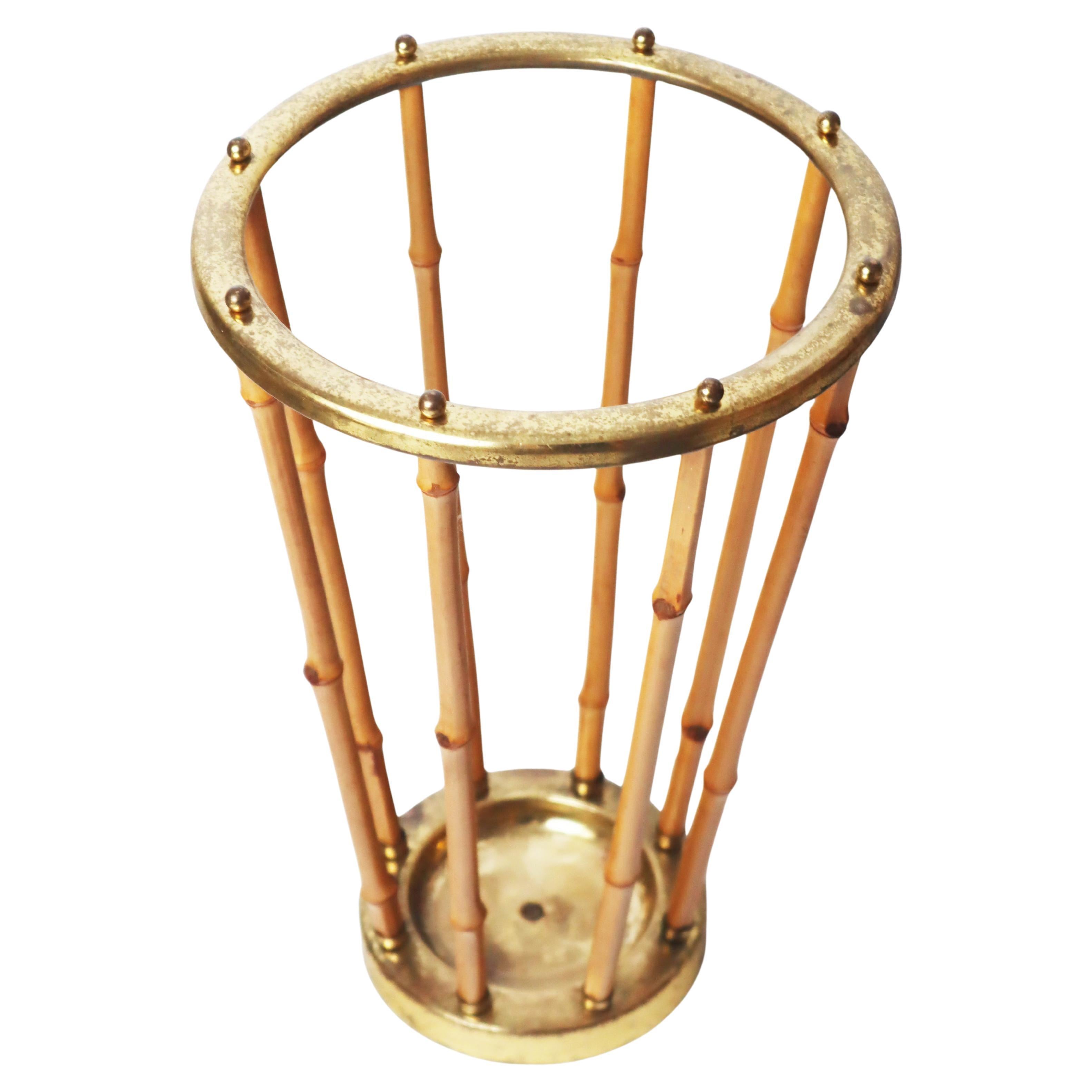 Umbrella Stand Made Out Of Bamboo And Brass, 1960s
