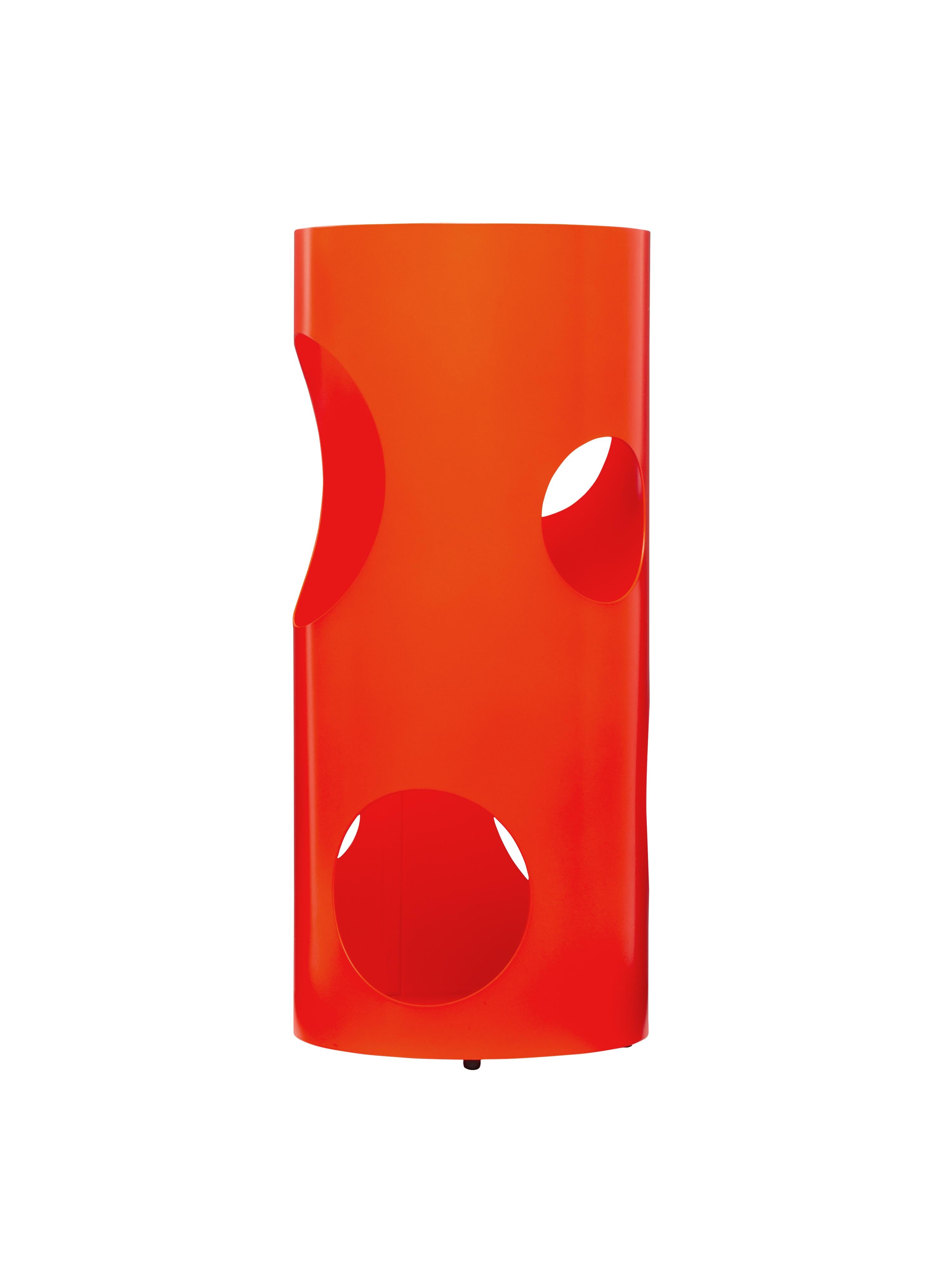 Holed metal cylinder, powder coated in Fluo orange with orange HOME magnet inside
By Virgil Abloh
Dimensions: 22 W x 50 H
This item is only available to be purchased and shipped to the United States.