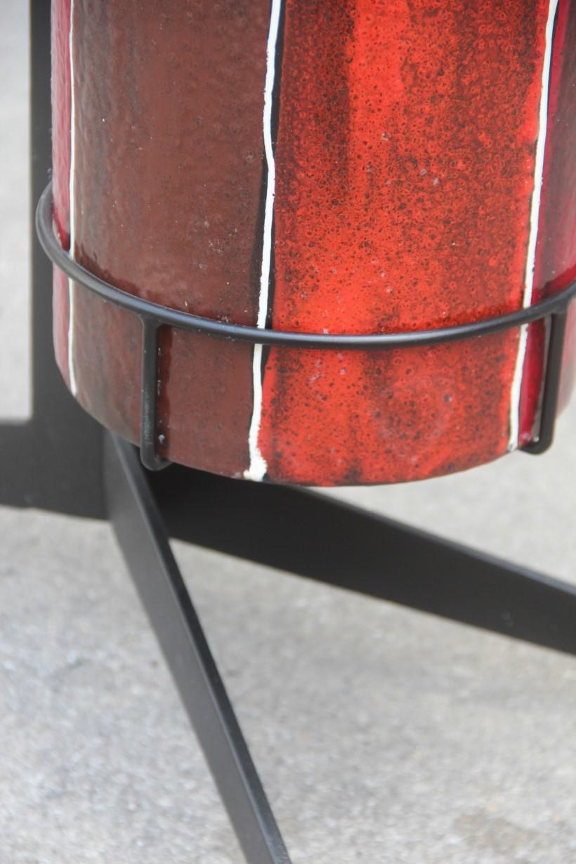 Umbrella Stand Poggibonsi Siva Design Midcentury Italian Enamel Iron Black For Sale 3