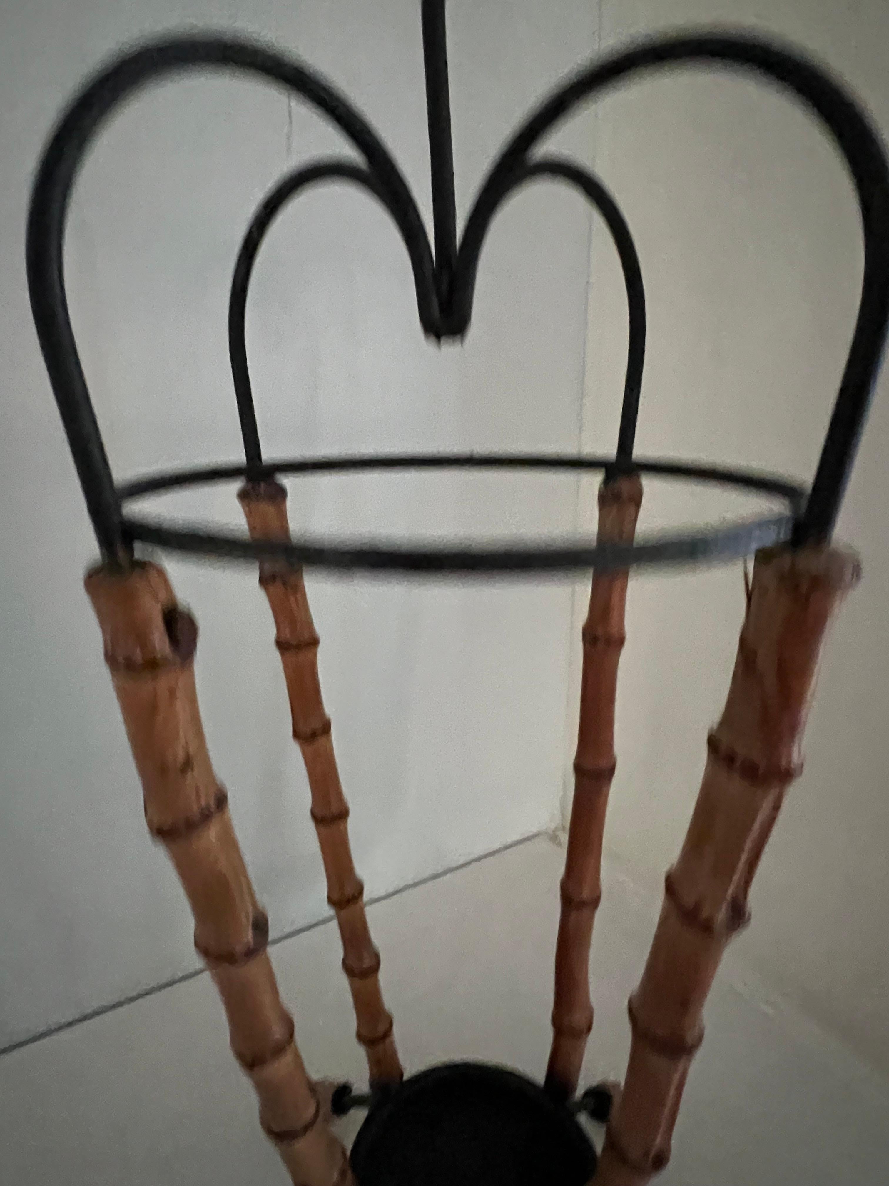Patinated Umbrella Stand with Bamboo Detail For Sale