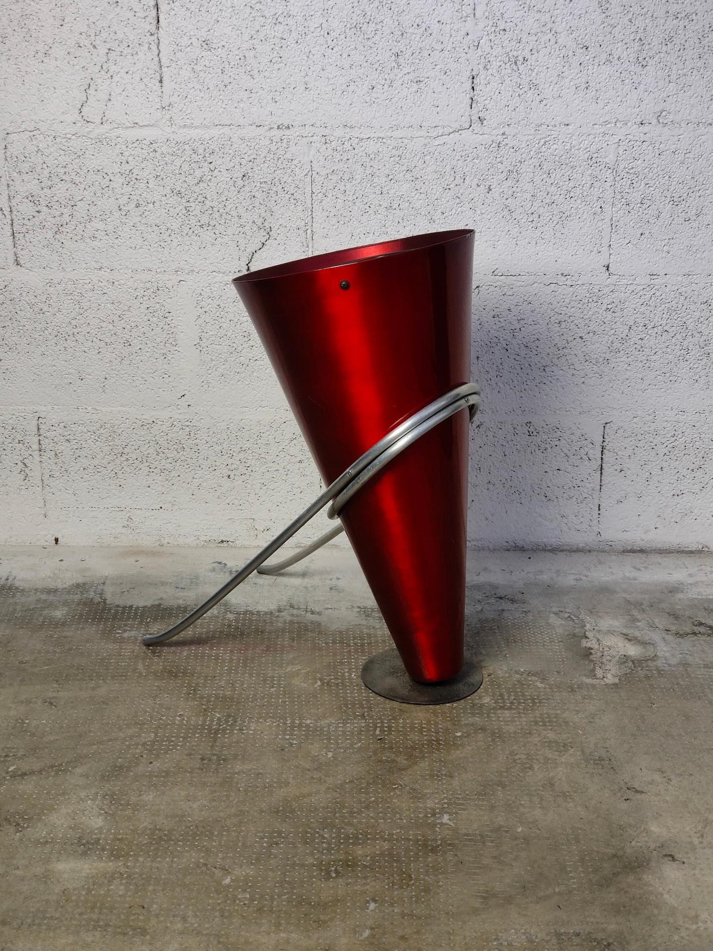 Aluminum Umbrella standing by Ettore Sottsass for Rinnovel - Italy - 70's