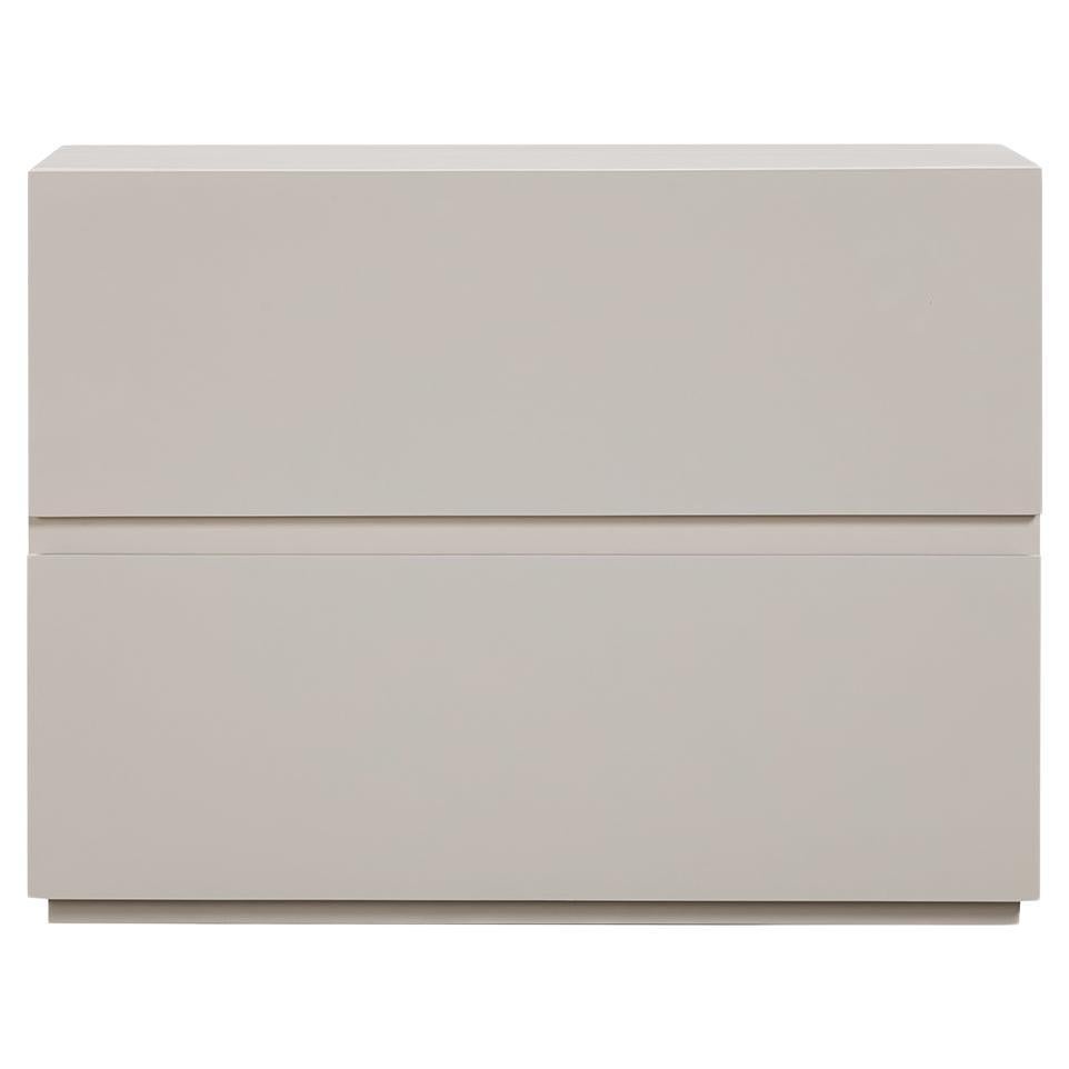 Umbria Nightstand: Minimalistic Bedroom Storage - Taupe Matte Lacquer