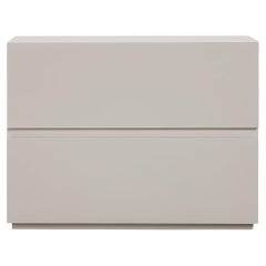 Umbria Nightstand: Minimalistic Bedroom Storage - Taupe Matte Lacquer