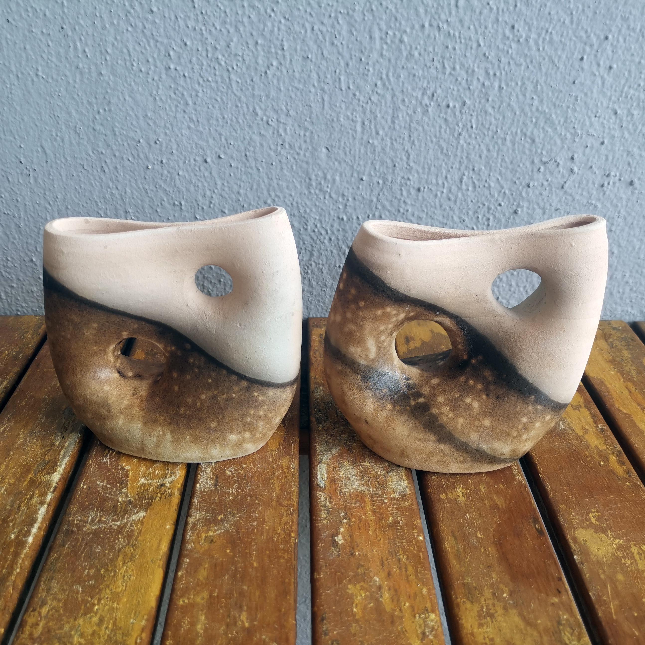 Raku-Keramikvase, 2er-pack, Obvara, handgefertigt, Keramik für Ihr Zuhause (Moderne) im Angebot