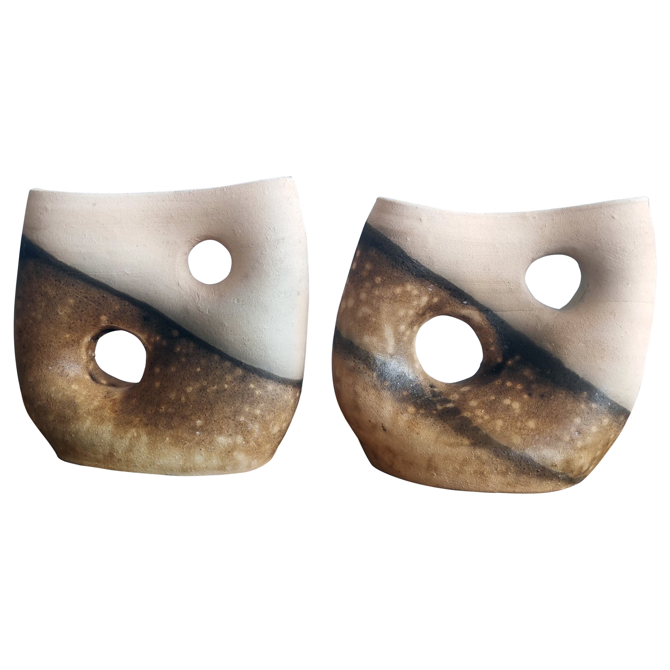 Umi 2 Pack Vaso in ceramica Raku, Obvara, Regalo in ceramica fatto a mano per l'arredamento della casa in vendita
