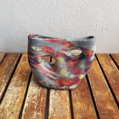 Umi Raku Pottery Vase - Carbon Copper - Handmade Ceramic Home Decor