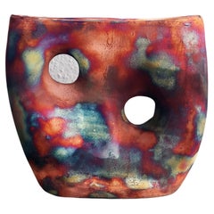 Jarrón de Cerámica Raku Umi, Cobre Mate, Hecho a Mano Decoración de Cerámica para el Hogar
