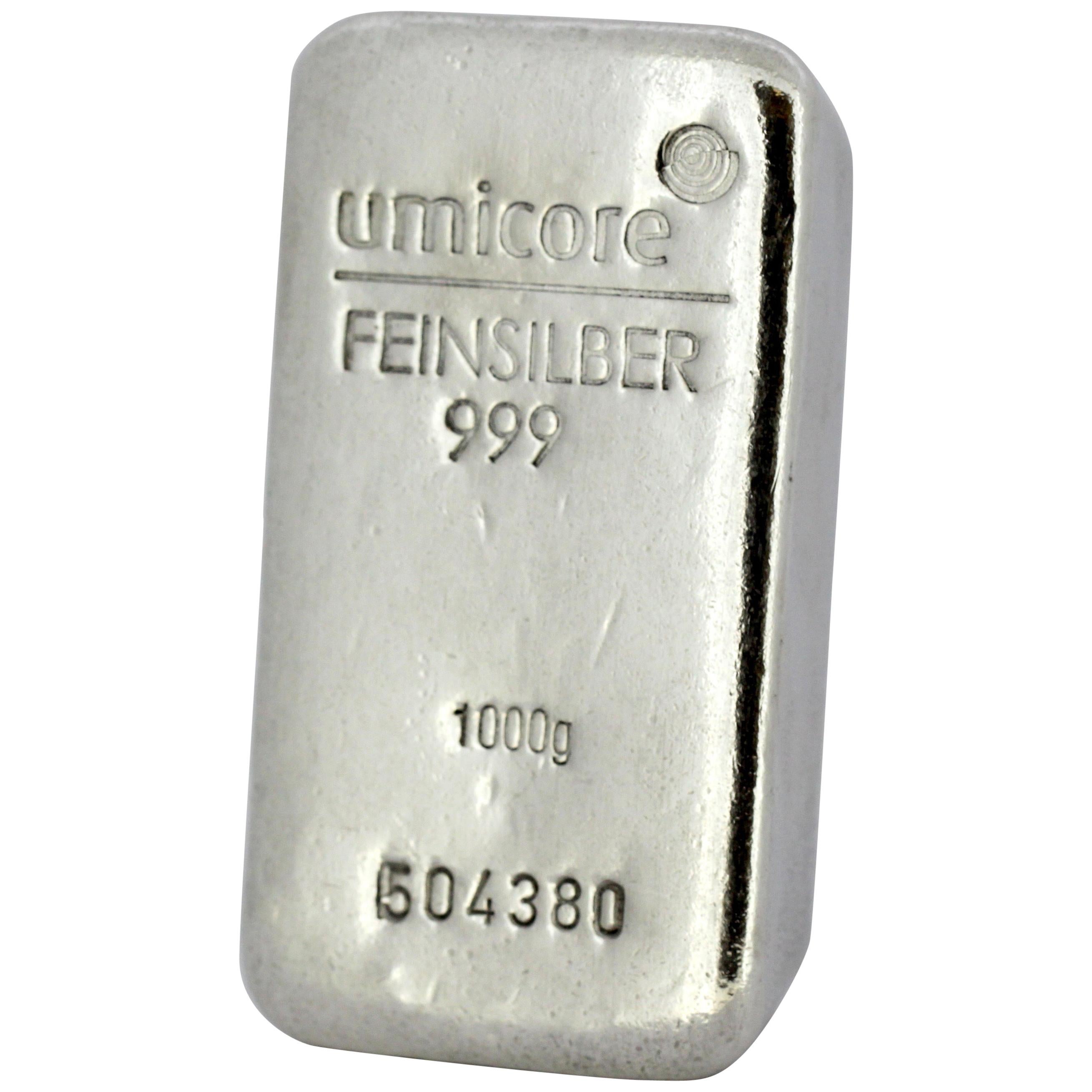 Umicore .999 Silver 1kg '1000g' Poured Bar