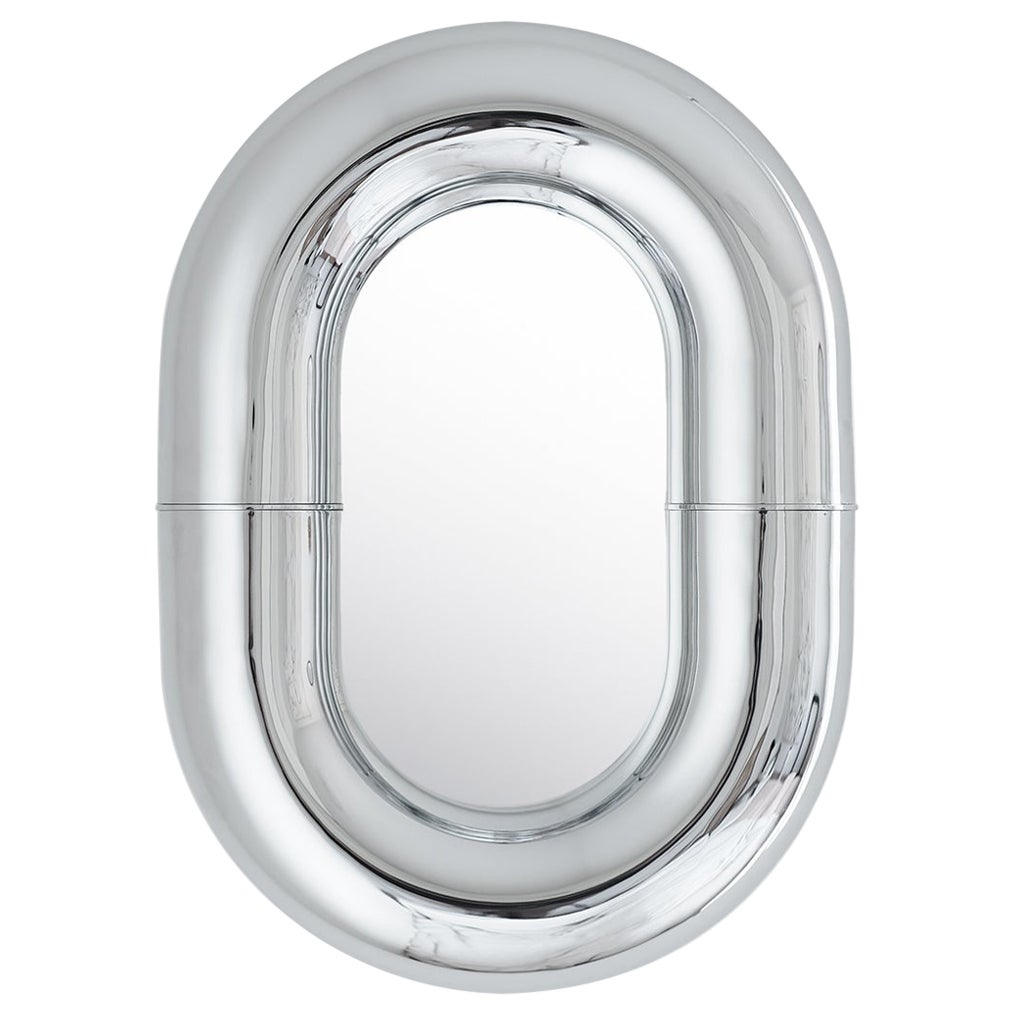 Umlauf Wall Mirror in Chromed Aluminum & Mirrored Glass by Medium Small For Sale