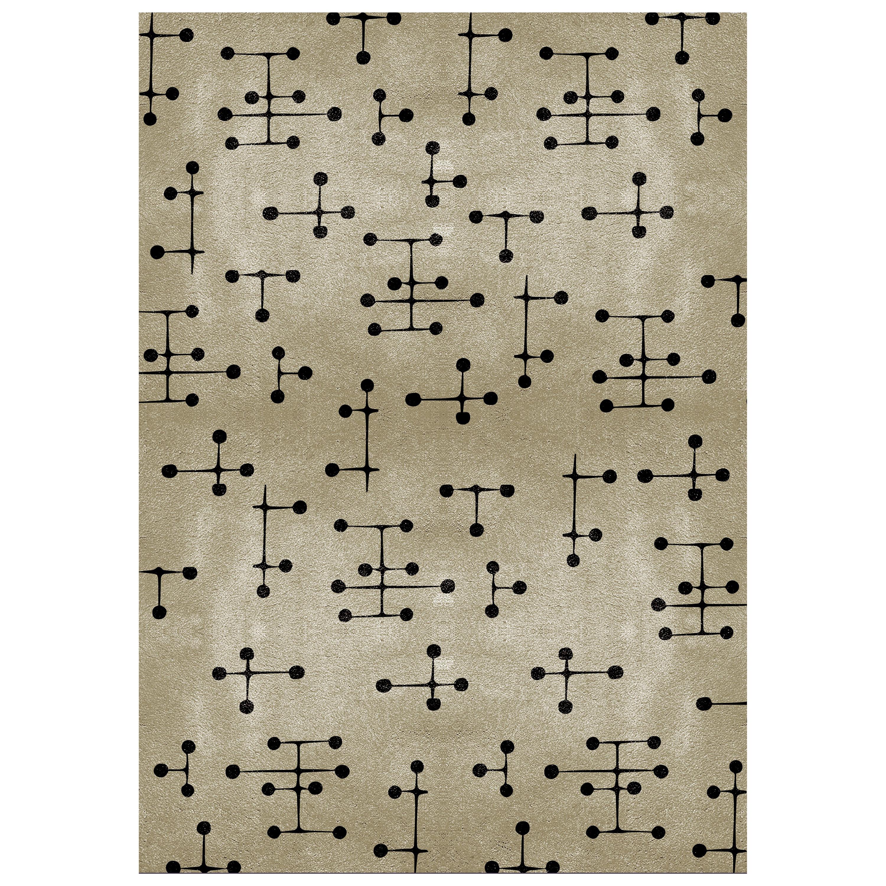 Umlaza Sand Area Rug in Hand-Tufted Wool and Botanical Silk For Sale