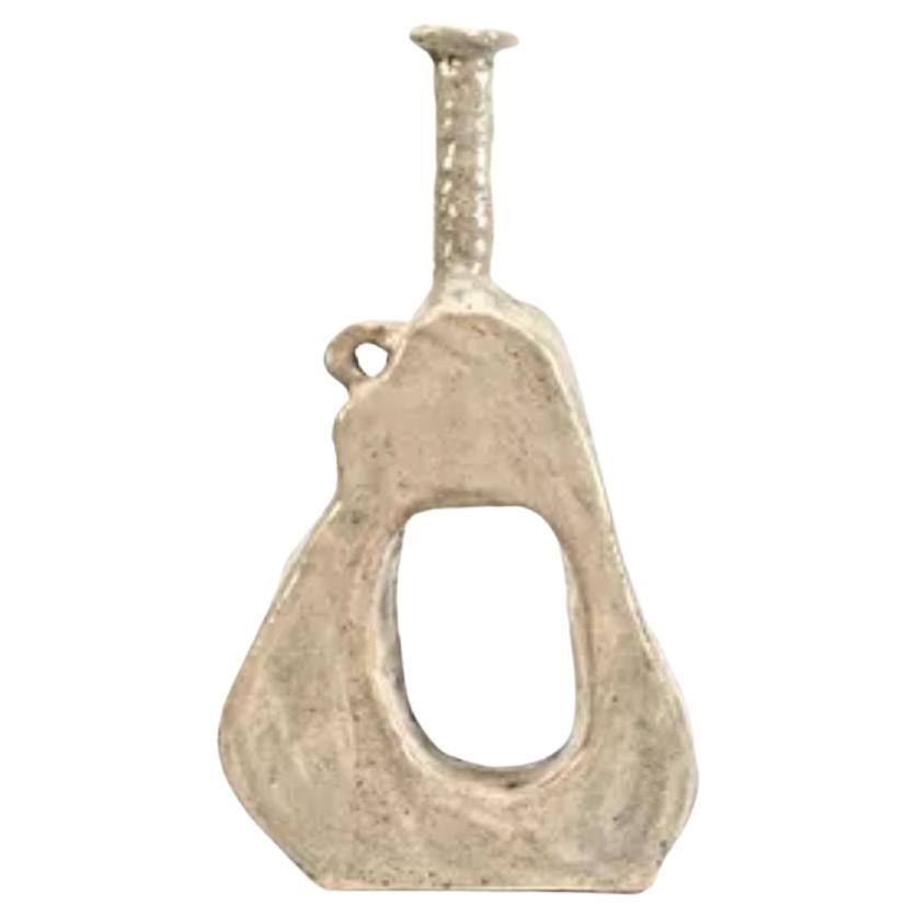 Organic Ancient Shape, Plain Beige Ceramic Big Vase by Willem Van Hooff