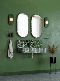 Umran Double Vanity Sink in Natural Stone – Modern Sculptural Bathroom Statement