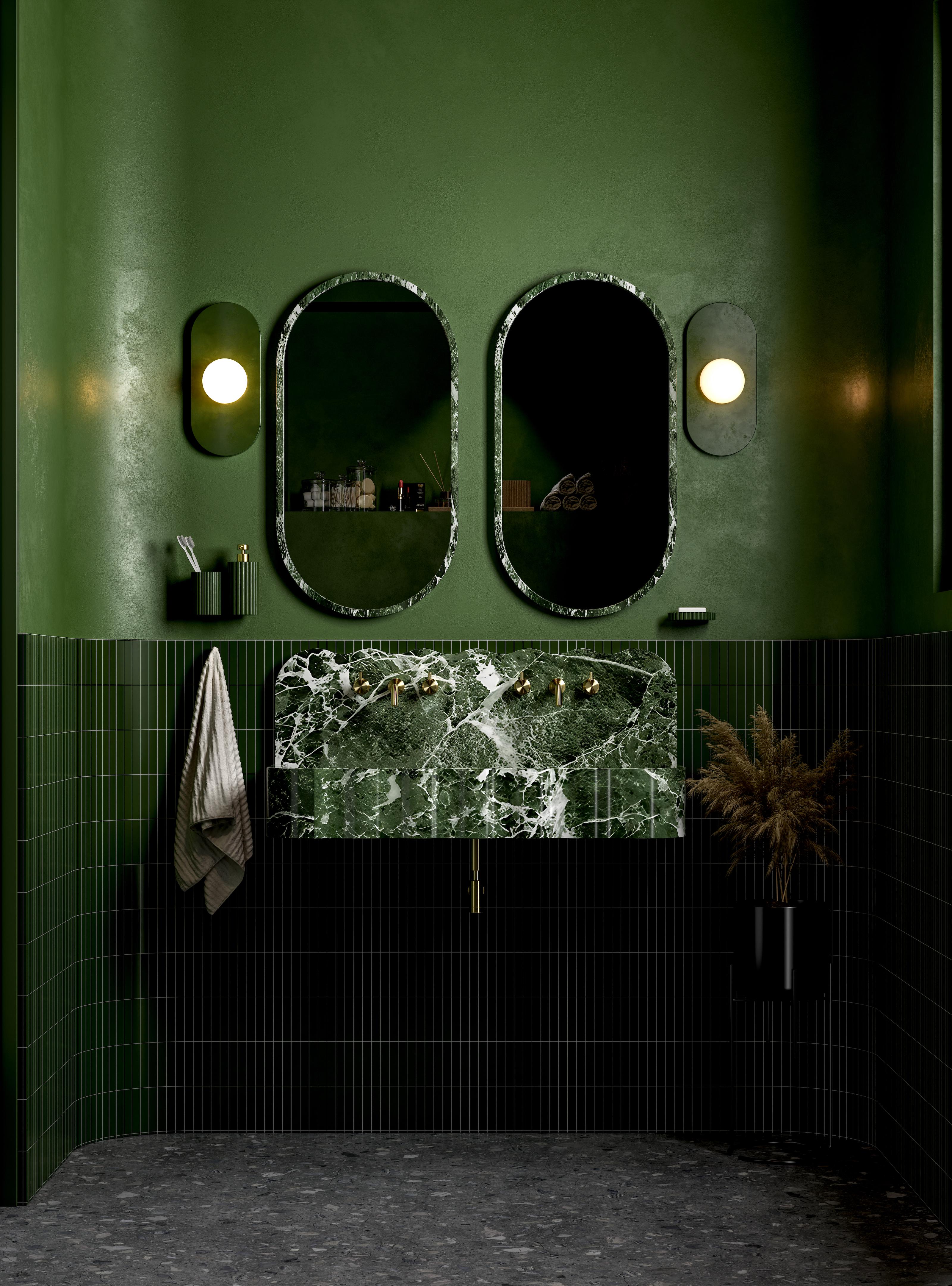 Fregadero doble Umran de piedra natural - Esculturas modernas para el cuarto de baño en Nuevo estado para la venta en Brooklyn, NY