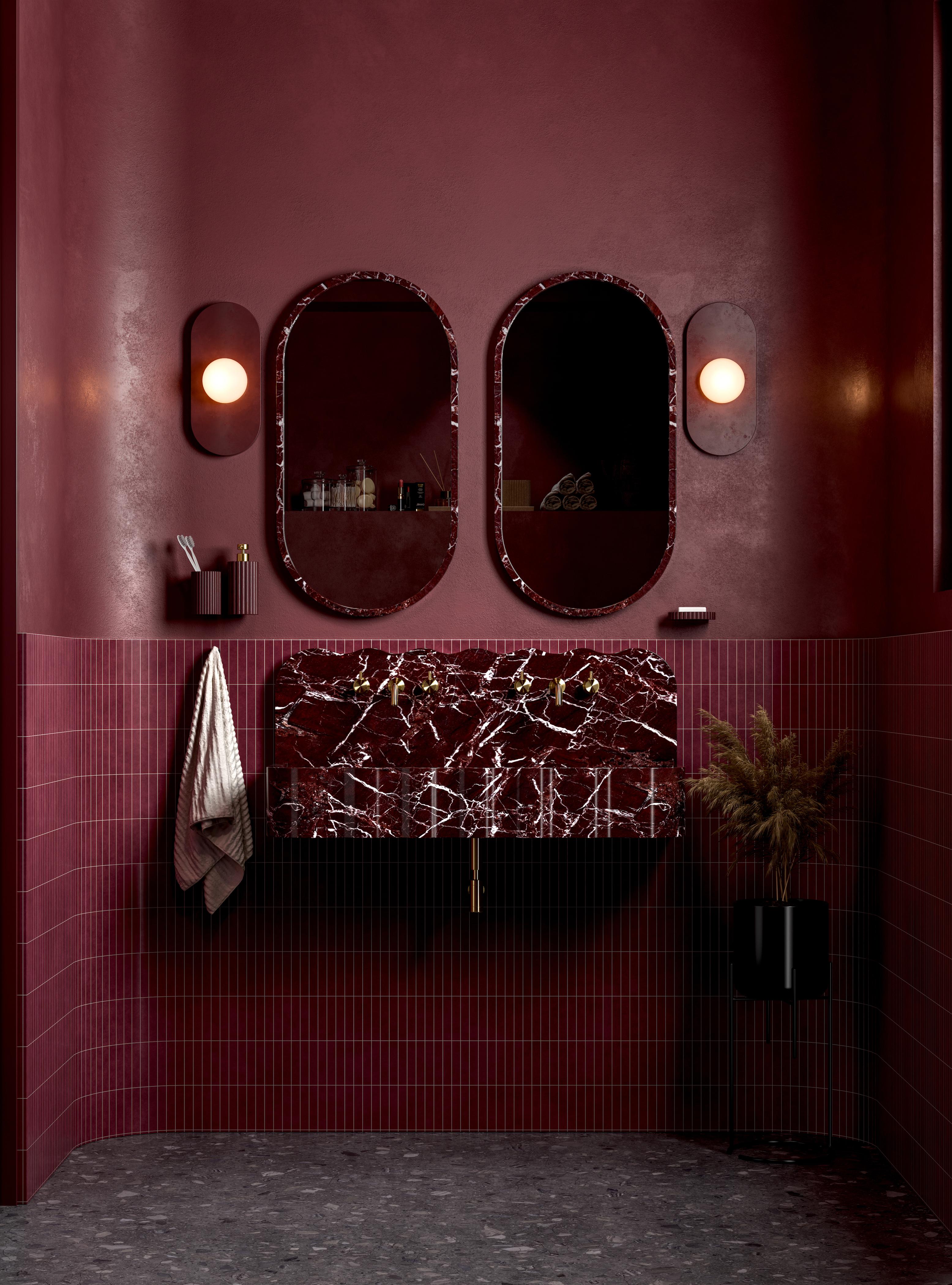 Fregadero doble Umran de piedra natural - Esculturas modernas para el cuarto de baño en venta 1