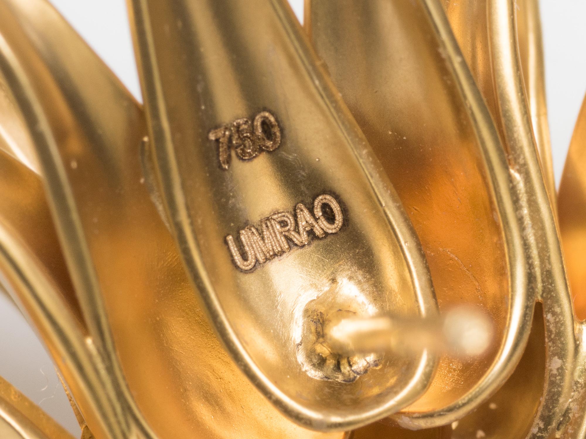 UMRAO 18k Pineapple Earrings For Sale 2