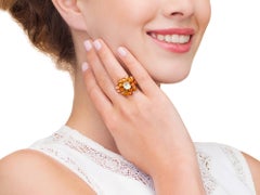 UMRAO Floralring mit gelbem Saphir und Diamant