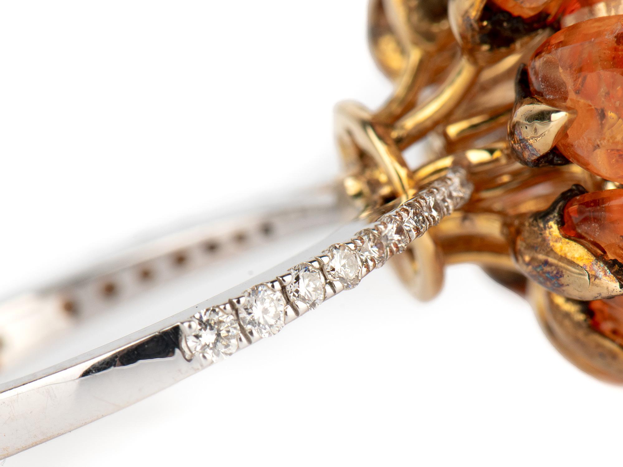 De las mujeres UMRAO Anillo Floral de Zafiro Amarillo y Diamantes