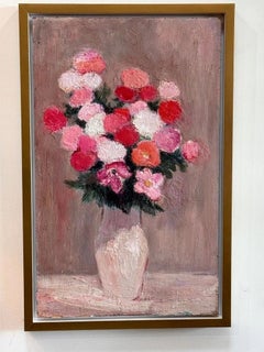 Un bouquet de fleurs, oil on board, by Anna Costa (1922-2022) France
