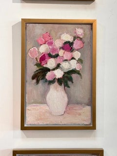 Un bouquet de fleurs, oil on board, by Anna Costa (1922-2022) France
